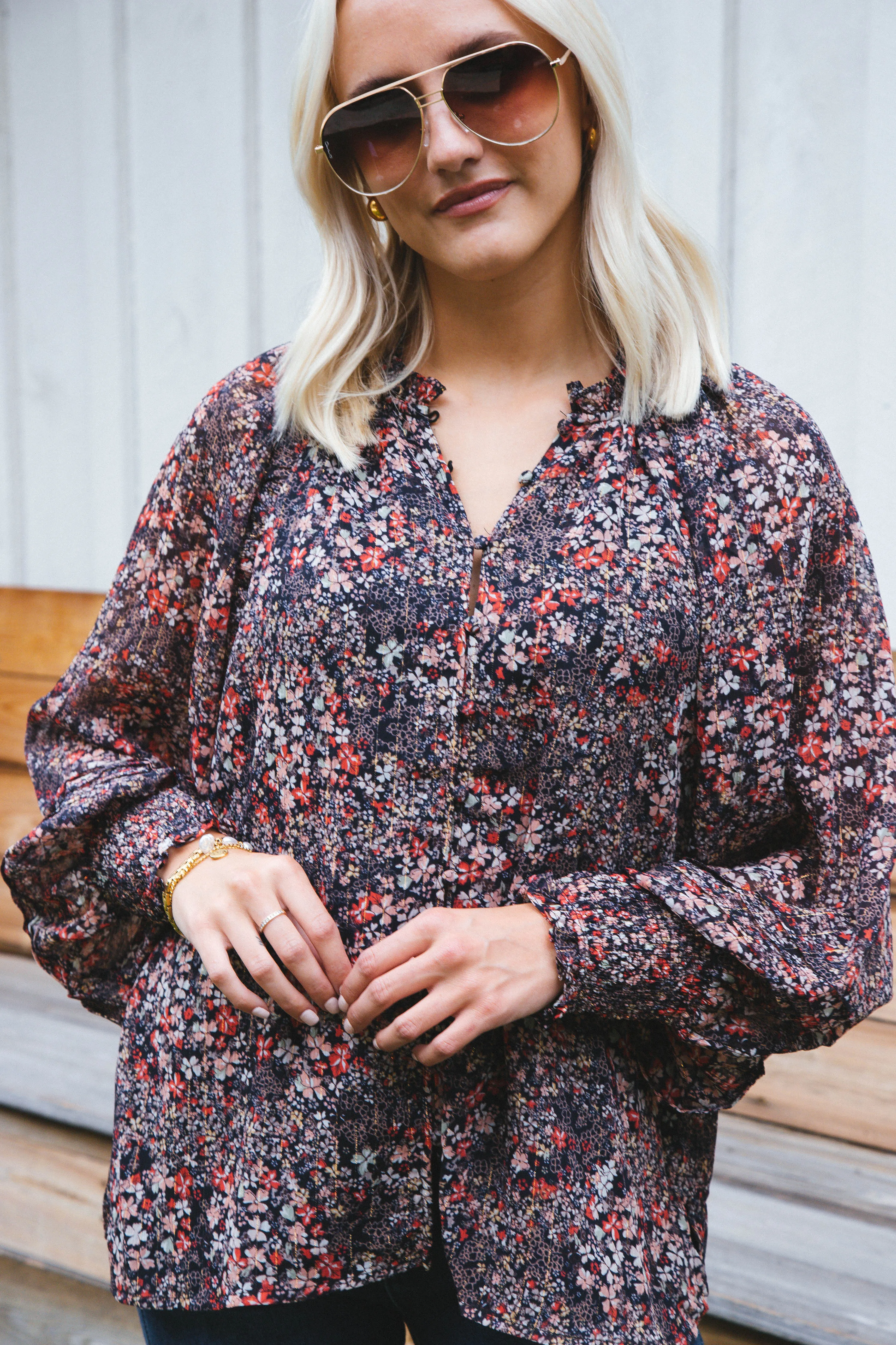 Haddie Floral Blouse, Siren | Buddy Love sold by North & Main Clothing Company product image thumbnail 3