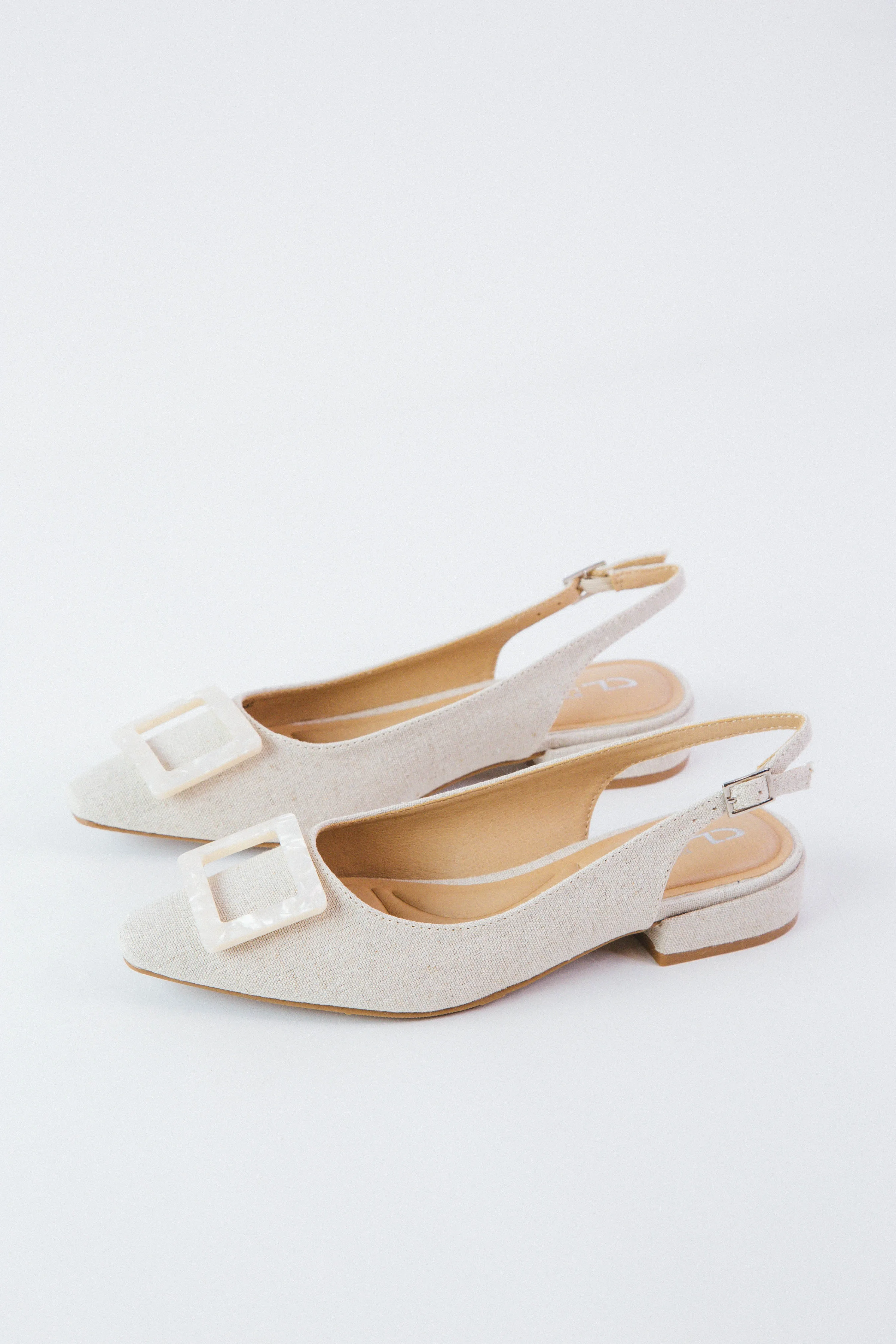 Sweetie Linen Slingback Low Heel, Natural | Dirty Laundry sold by North & Main Clothing Company