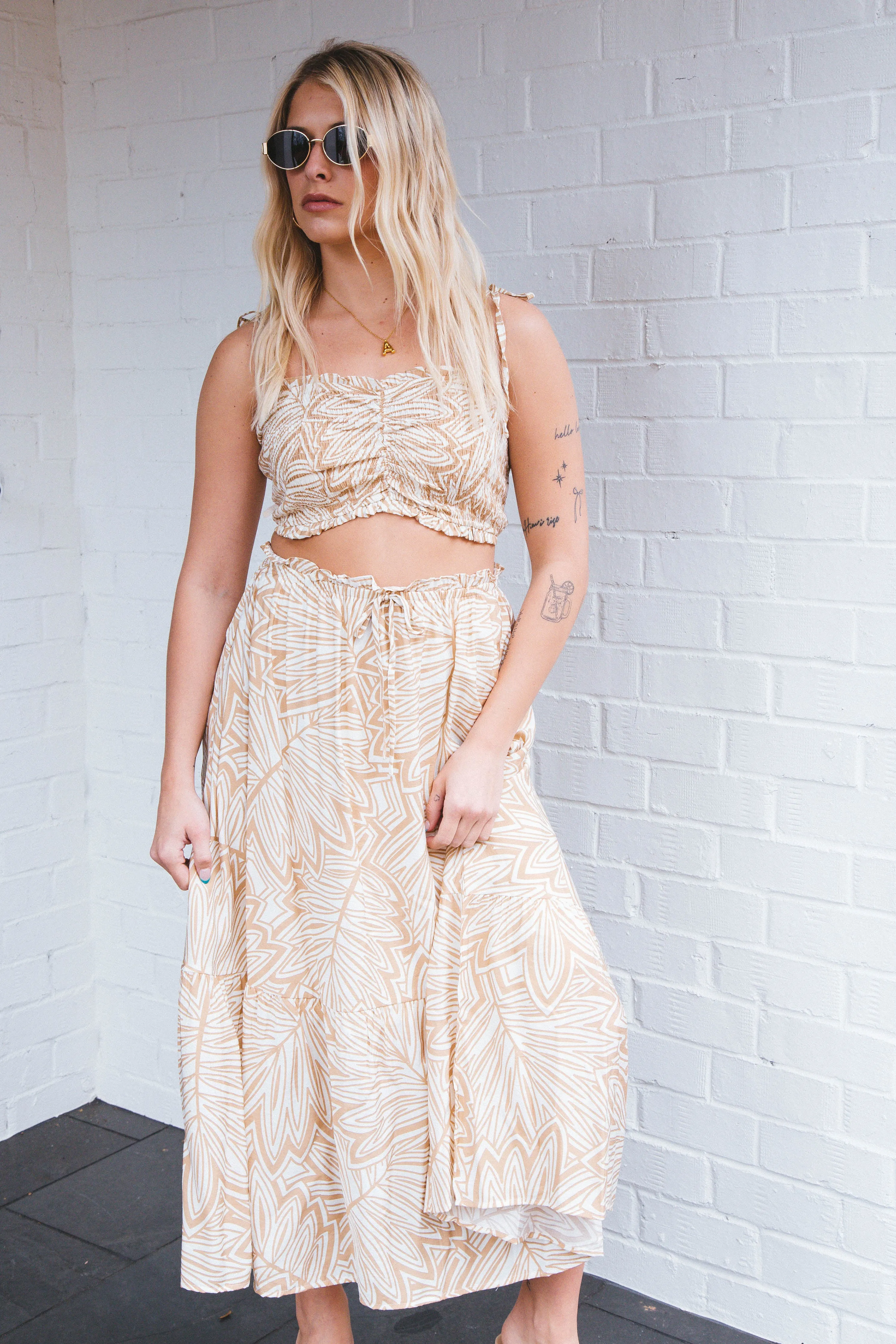 Bri Printed Midi Skirt, Khaki sold by North & Main Clothing Company product image thumbnail 5