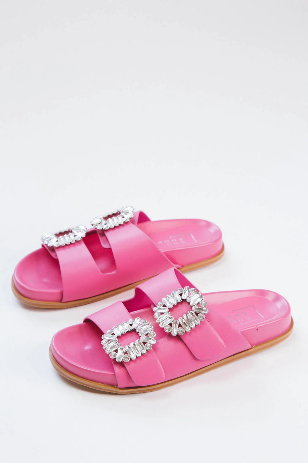 Bridget Slide On Sandals, Bright Pink | Shushop sold by North & Main Clothing Company