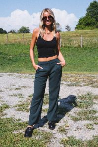 Annabelle Wide Leg Dress Pants, Hunter sold by North & Main Clothing Company