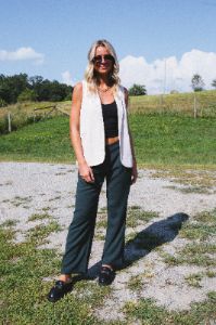 Annabelle Wide Leg Dress Pants, Hunter sold by North & Main Clothing Company
