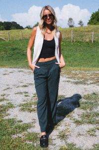 Annabelle Wide Leg Dress Pants, Hunter sold by North & Main Clothing Company