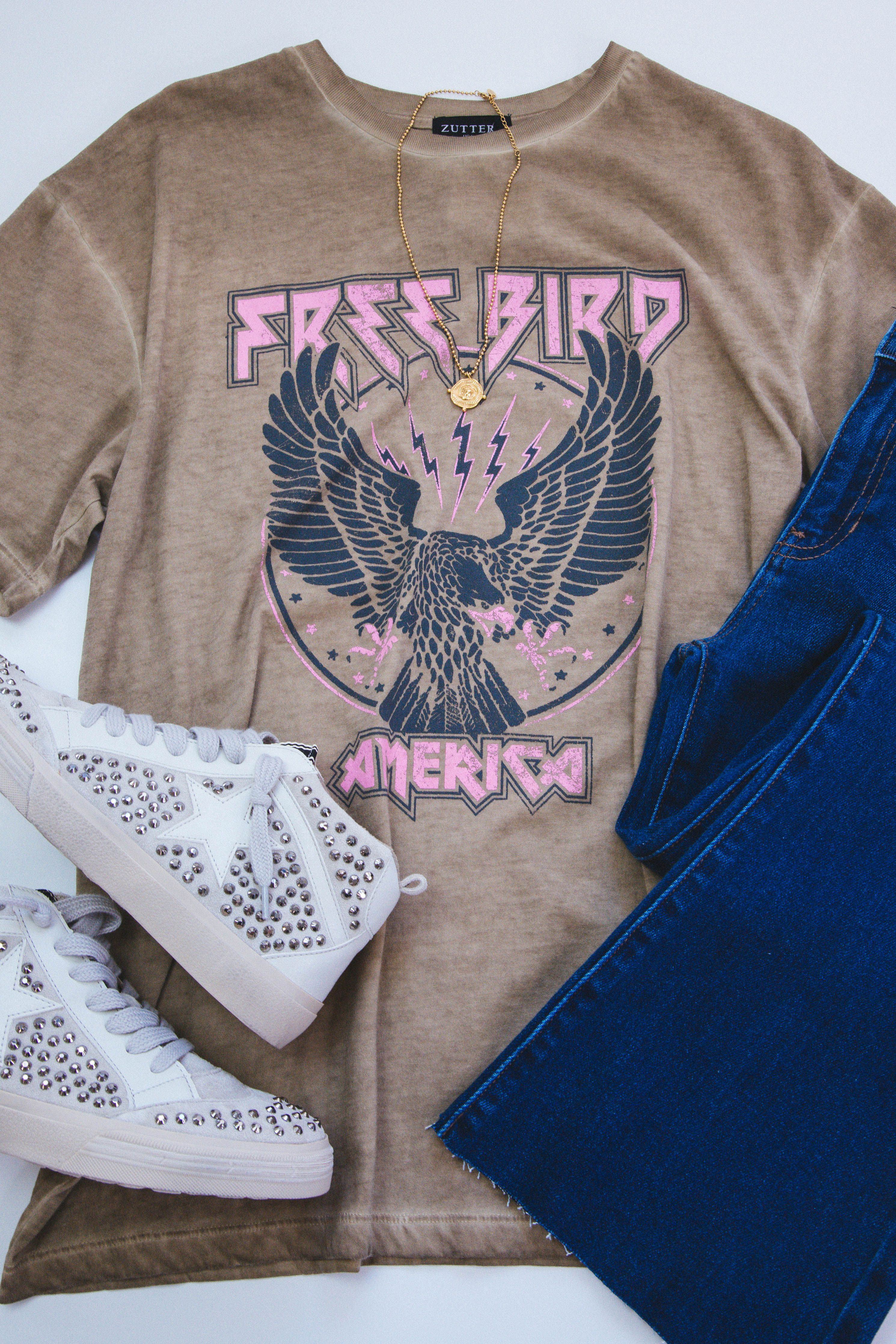 Free Bird America Graphic Tee, Taupe sold by North & Main Clothing Company