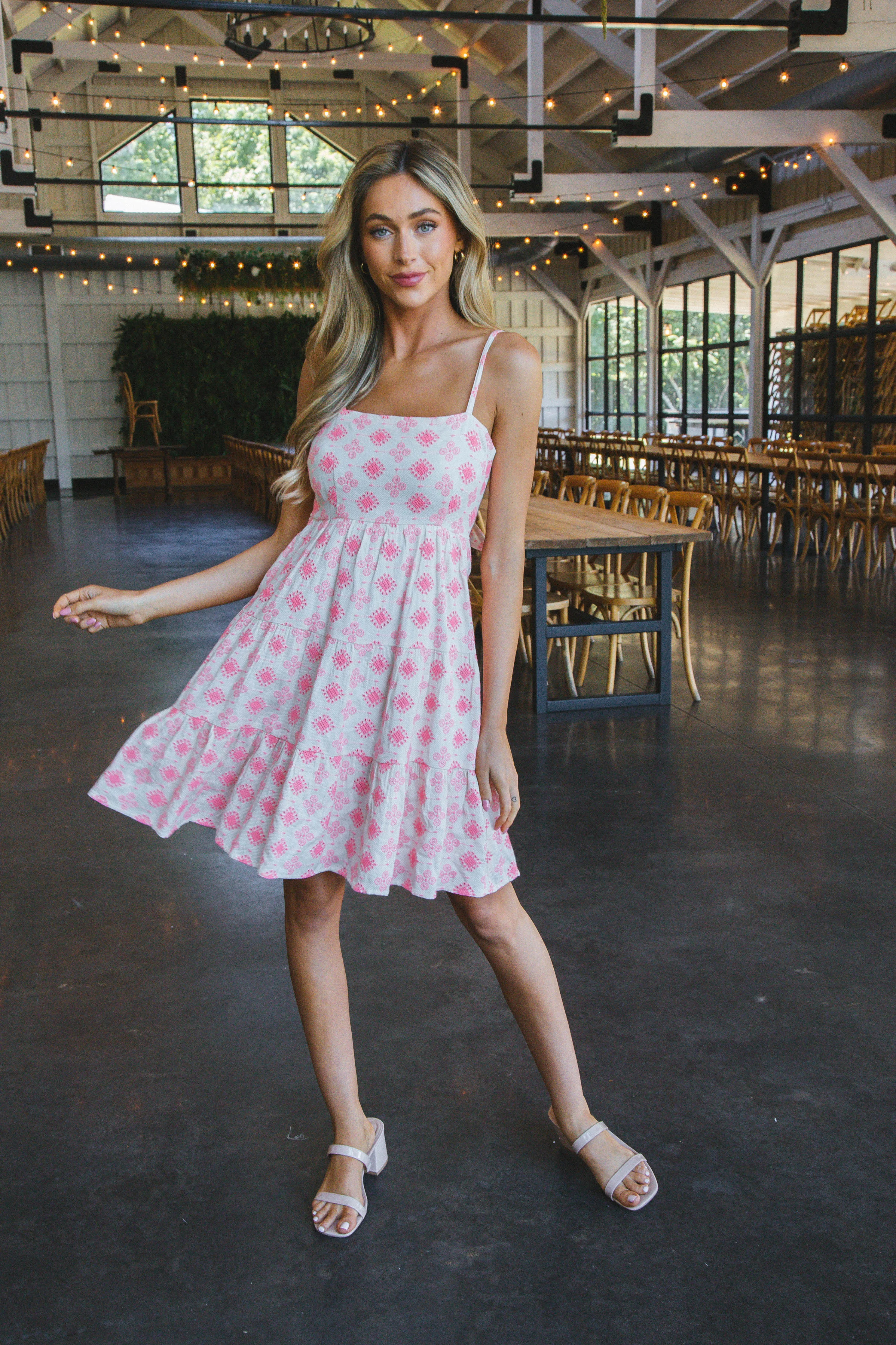 Clara Embroidered Mini Dress, Natural/Pink sold by North & Main Clothing Company product image thumbnail 2