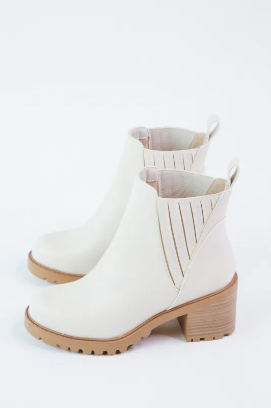 Wisely Lug Sole Chelsea Boot, Bone PU sold by North & Main Clothing Company