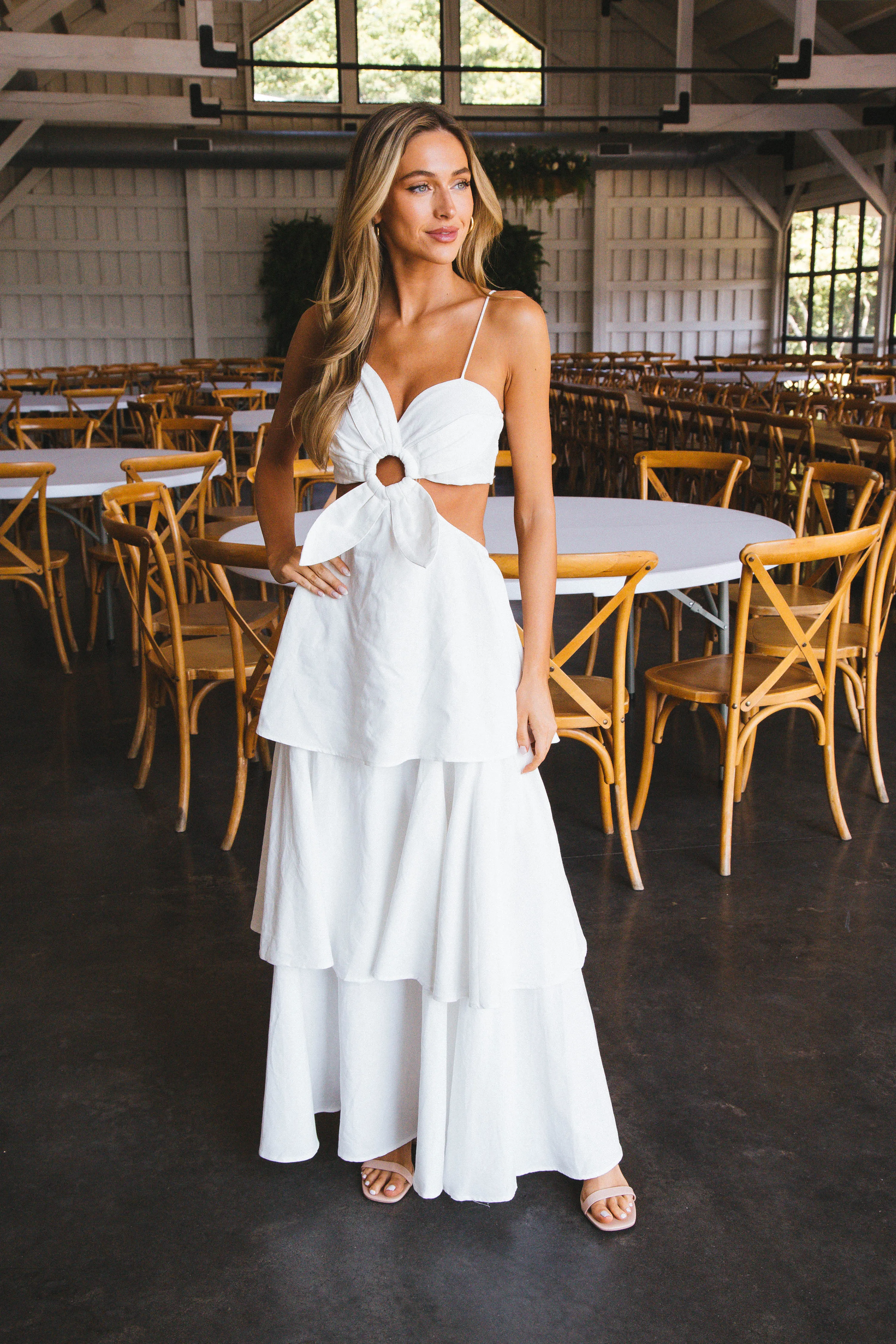 Alanna Flower Cut Out Maxi Dress, White sold by North & Main Clothing Company product image thumbnail 4