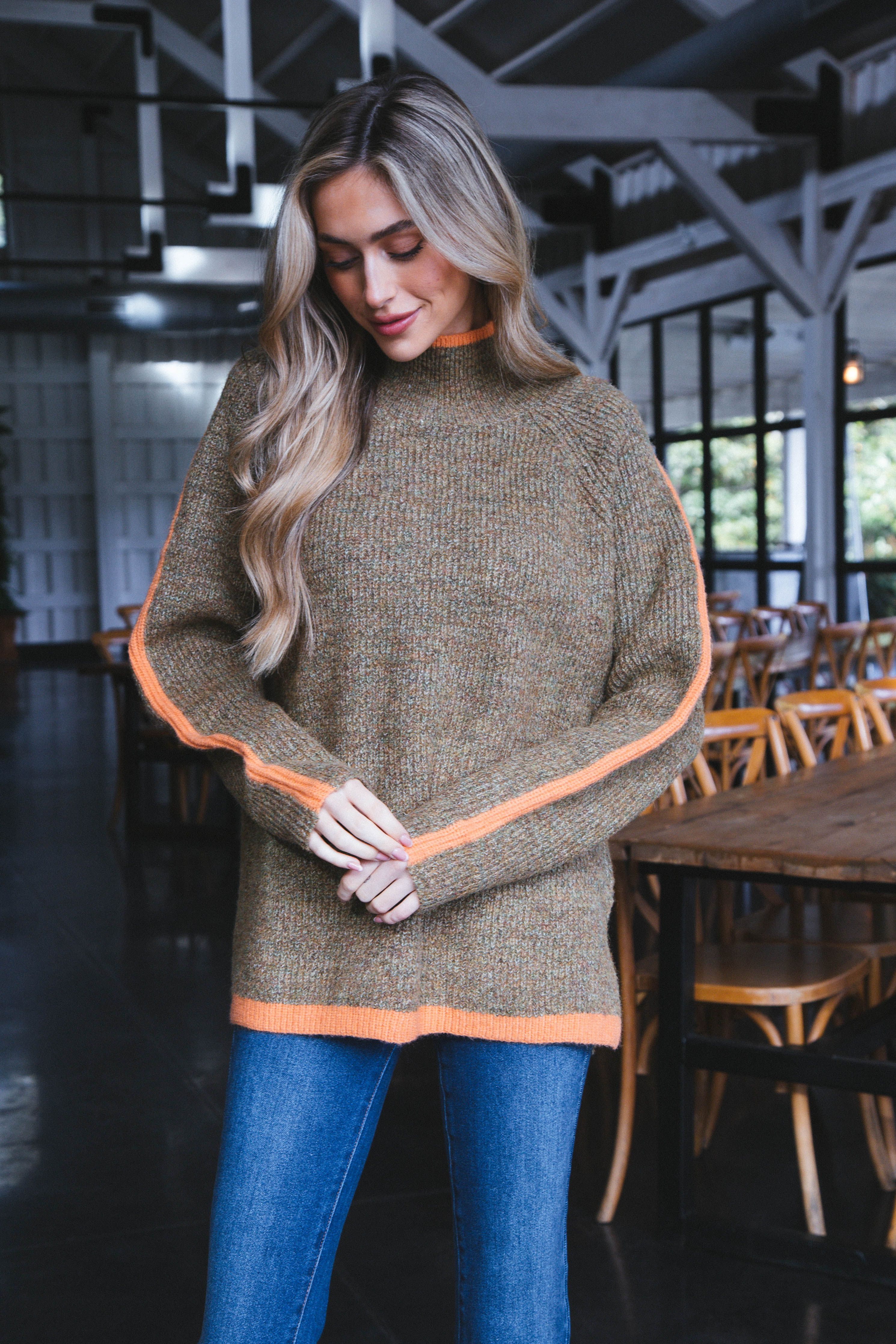 Cozy Autumn Colorblock Sweater, Brown/Orange sold by North & Main Clothing Company product image thumbnail 5