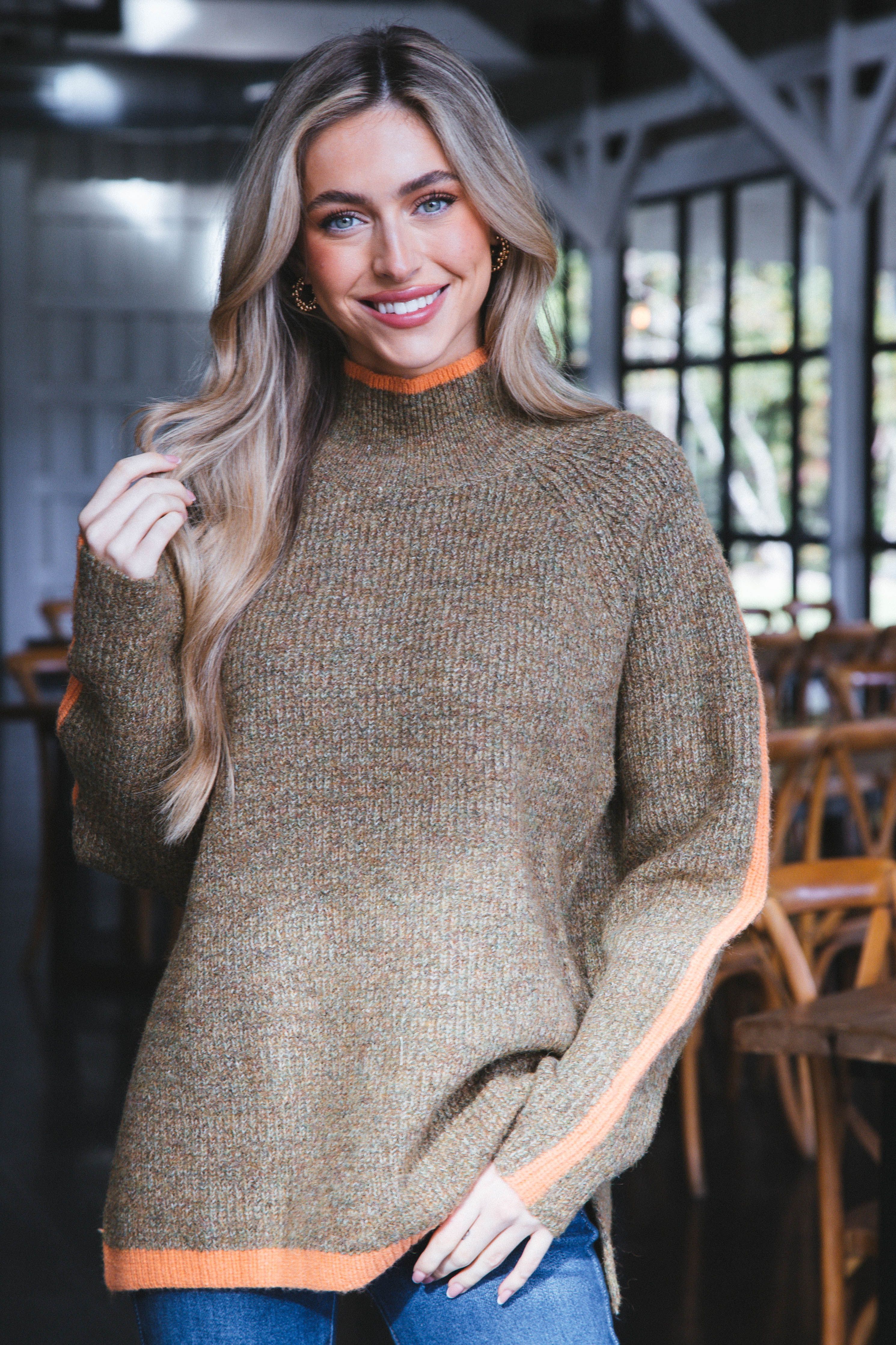 Cozy Autumn Colorblock Sweater, Brown/Orange sold by North & Main Clothing Company product image thumbnail 4