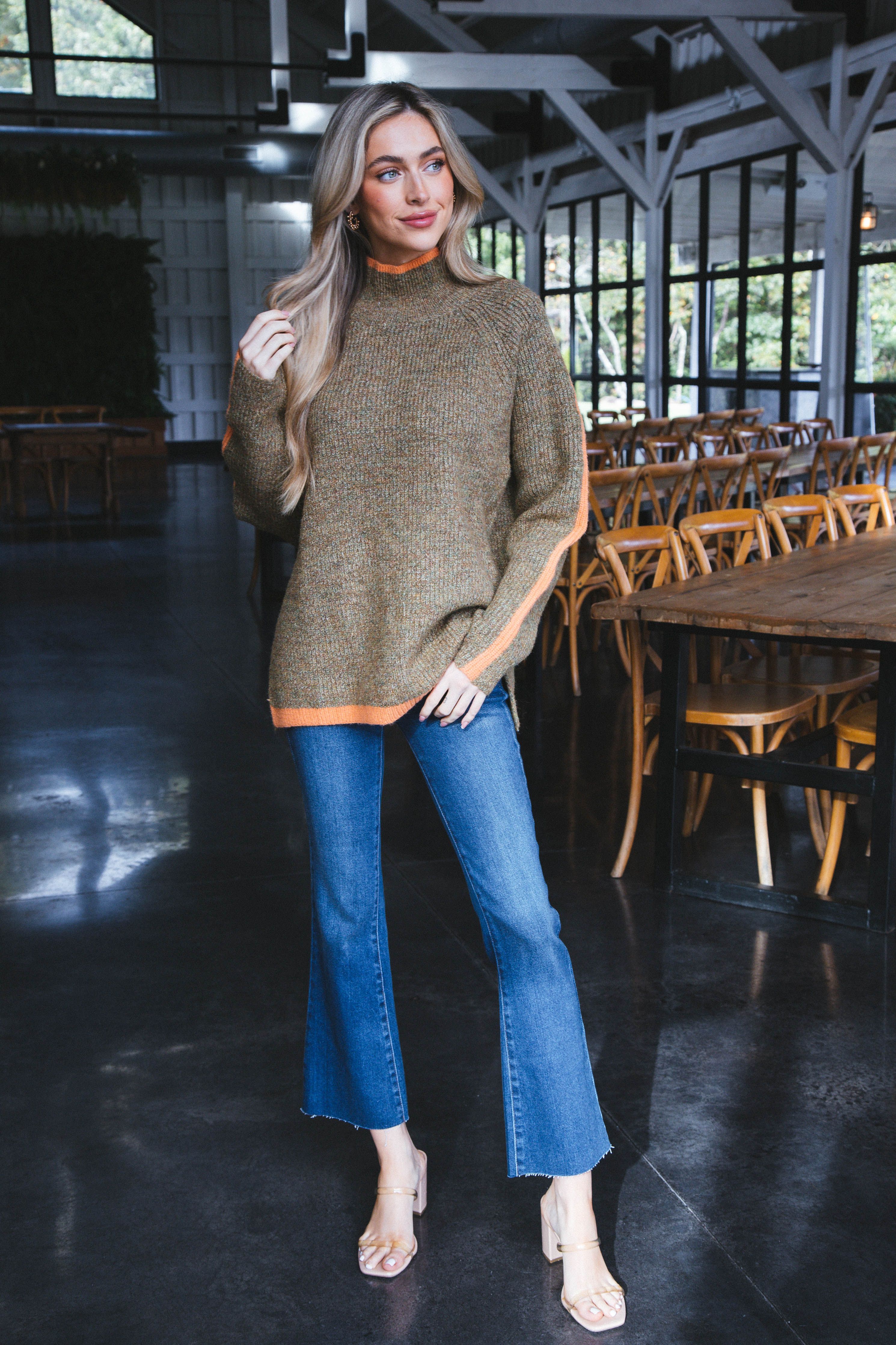 Cozy Autumn Colorblock Sweater, Brown/Orange sold by North & Main Clothing Company product image thumbnail 2