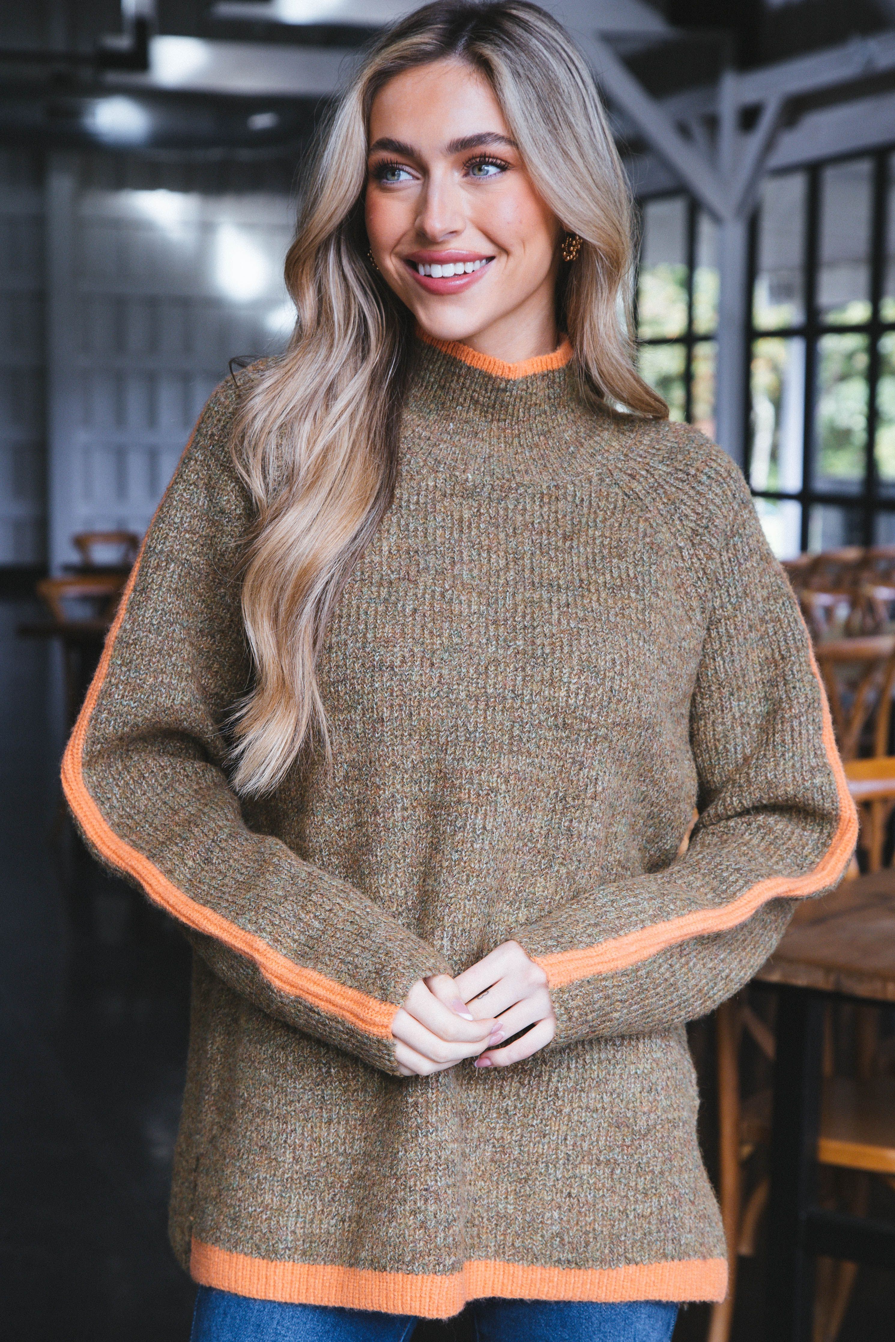 Cozy Autumn Colorblock Sweater, Brown/Orange sold by North & Main Clothing Company product image thumbnail 3