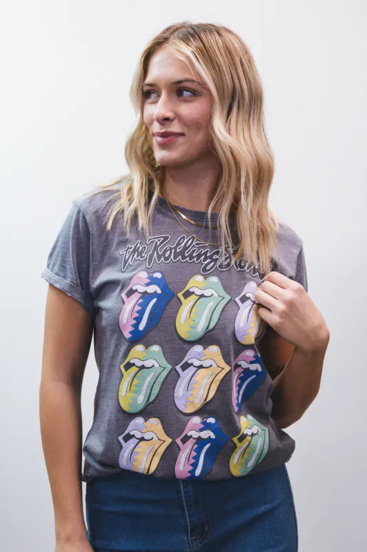 The Rolling Stones Burnout Tee, Steel Grey | Recycled Karma sold by North & Main Clothing Company