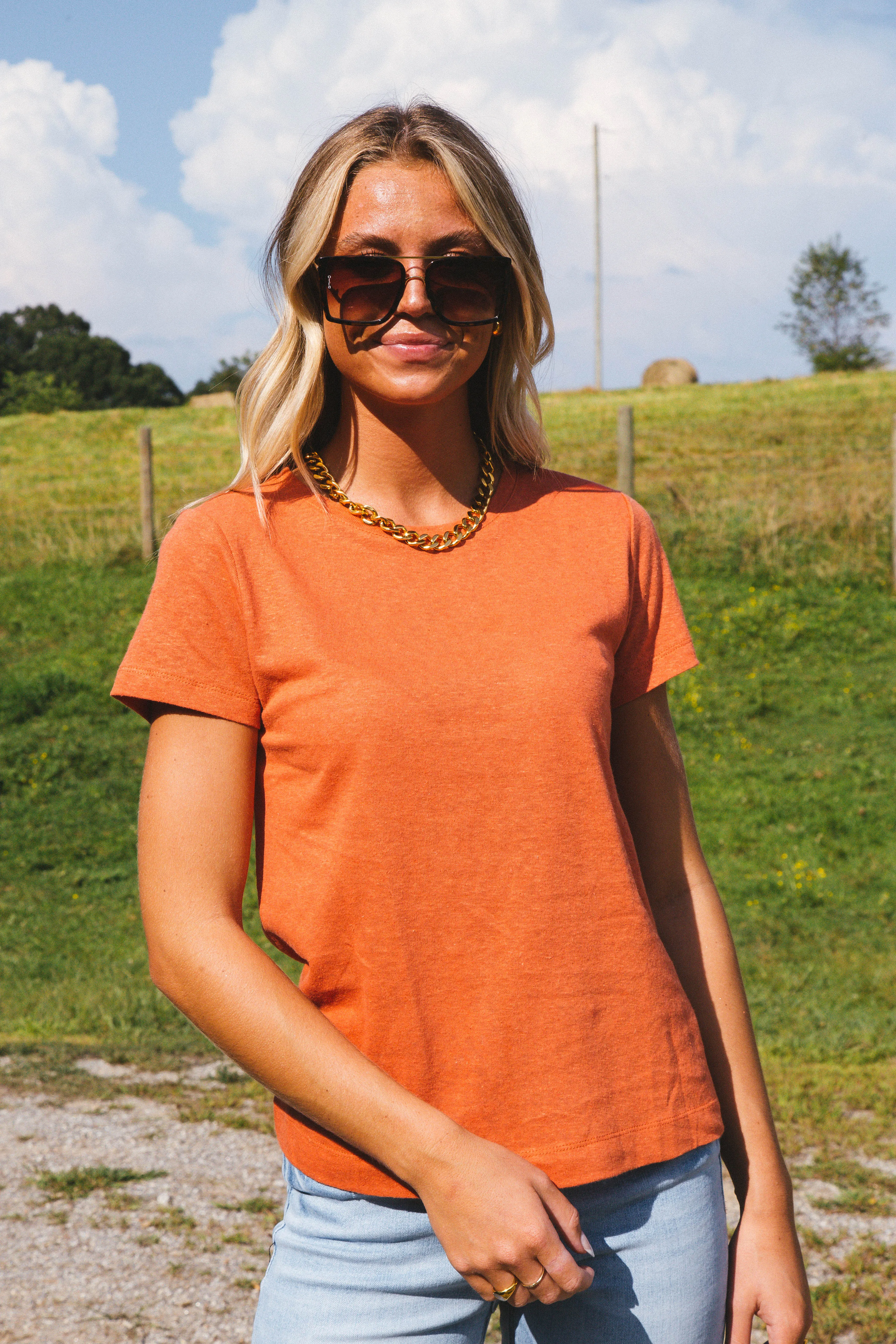Boston Round Neck Tee, Burnt Orange sold by North & Main Clothing Company product image thumbnail 3