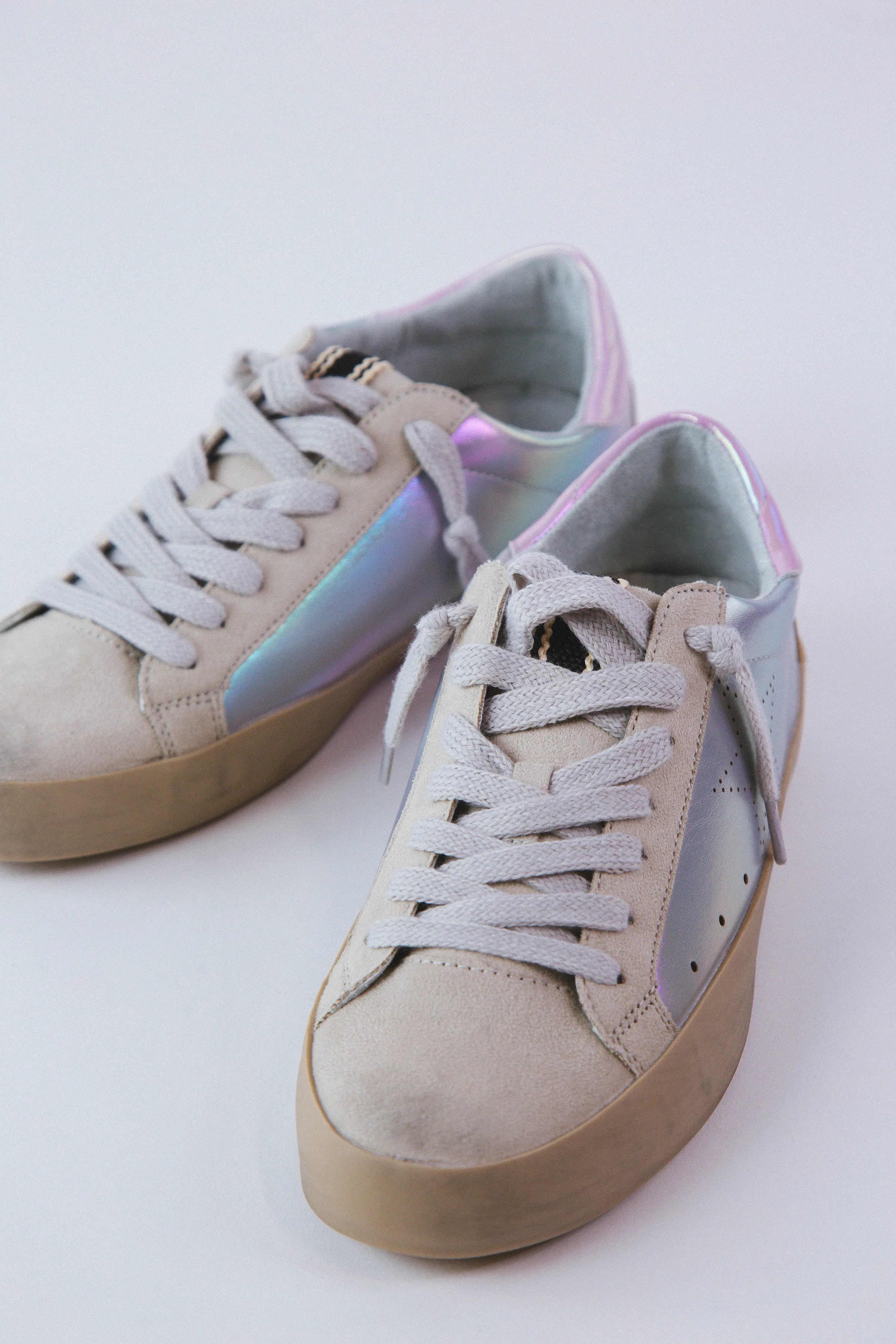 Mia Lace Up Star Sneaker, Steel | ShuShop sold by North & Main Clothing Company