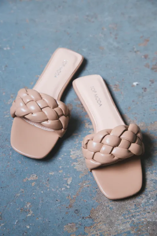 Elle Braided Slide Sandal, Camel sold by North & Main Clothing Company
