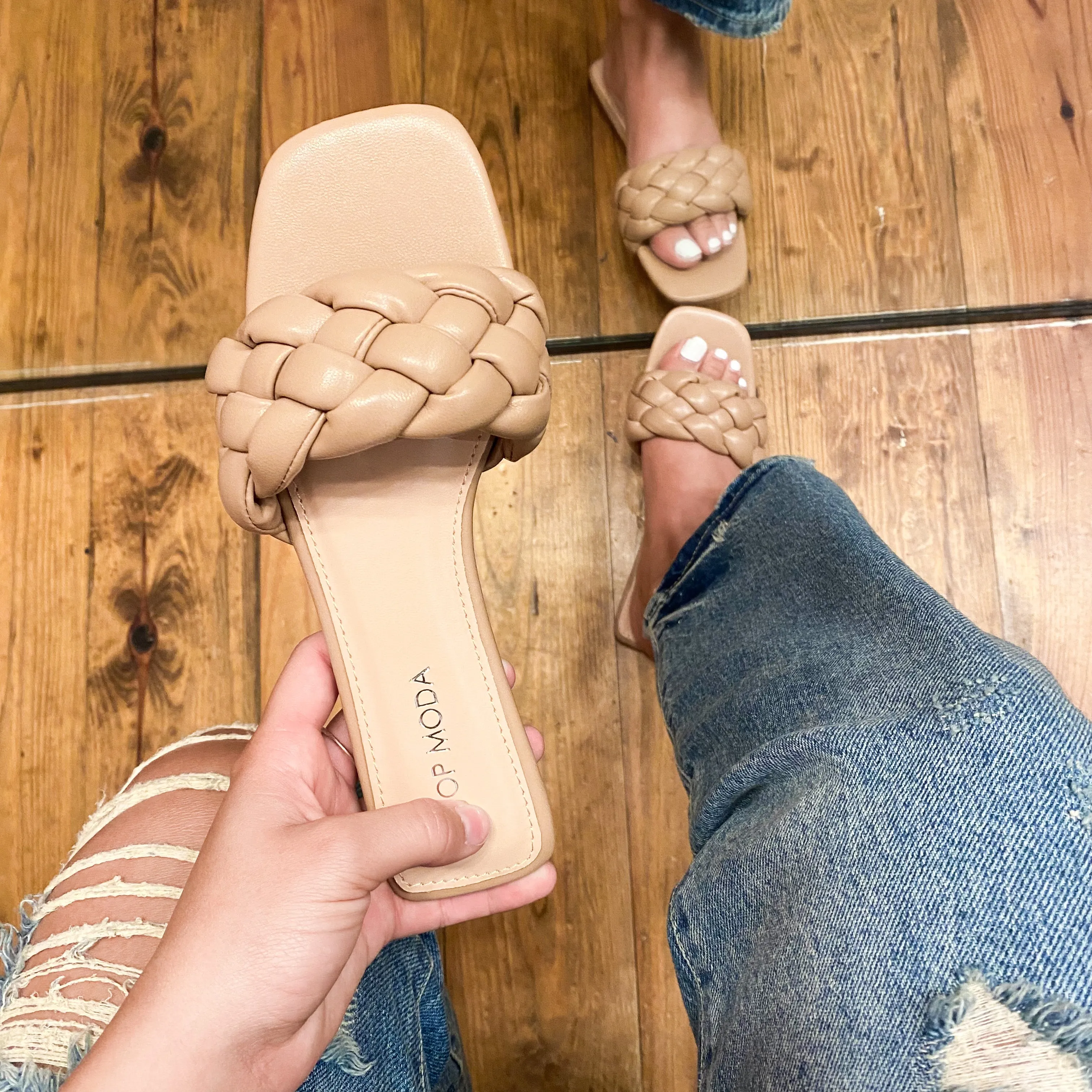 Elle Braided Slide Sandal, Camel sold by North & Main Clothing Company product image thumbnail 4