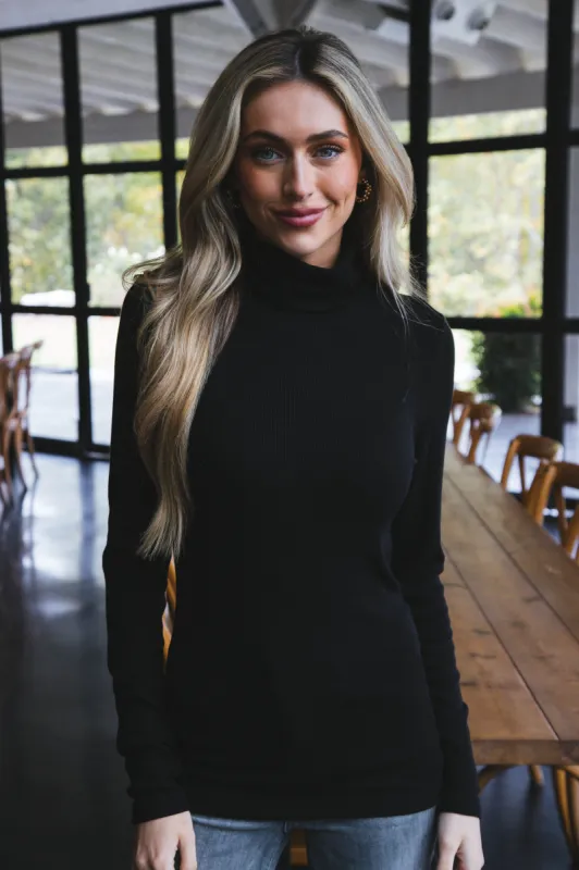 Essential Turtleneck Top, Black | Sanctuary sold by North & Main Clothing Company