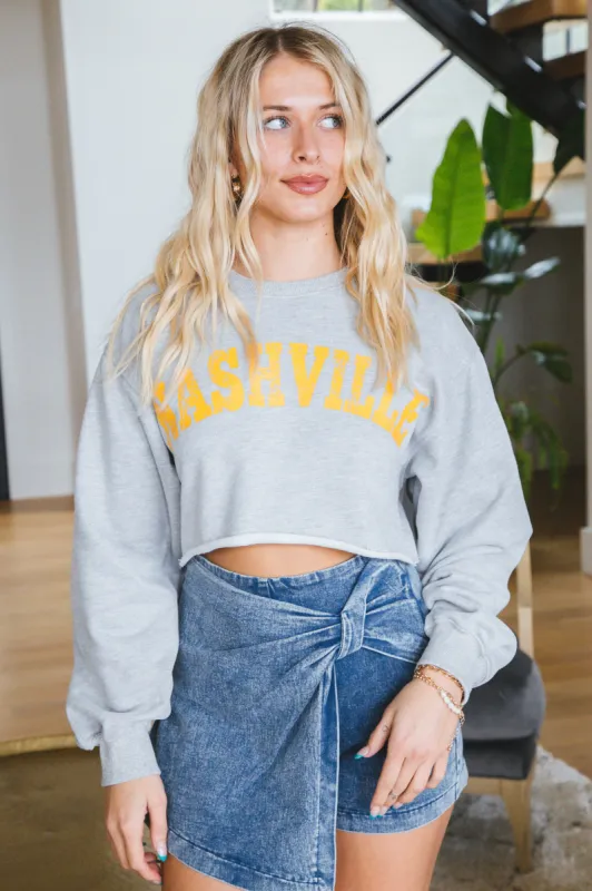 Nashville Cropped Sweatshirt, Heather Grey sold by North & Main Clothing Company