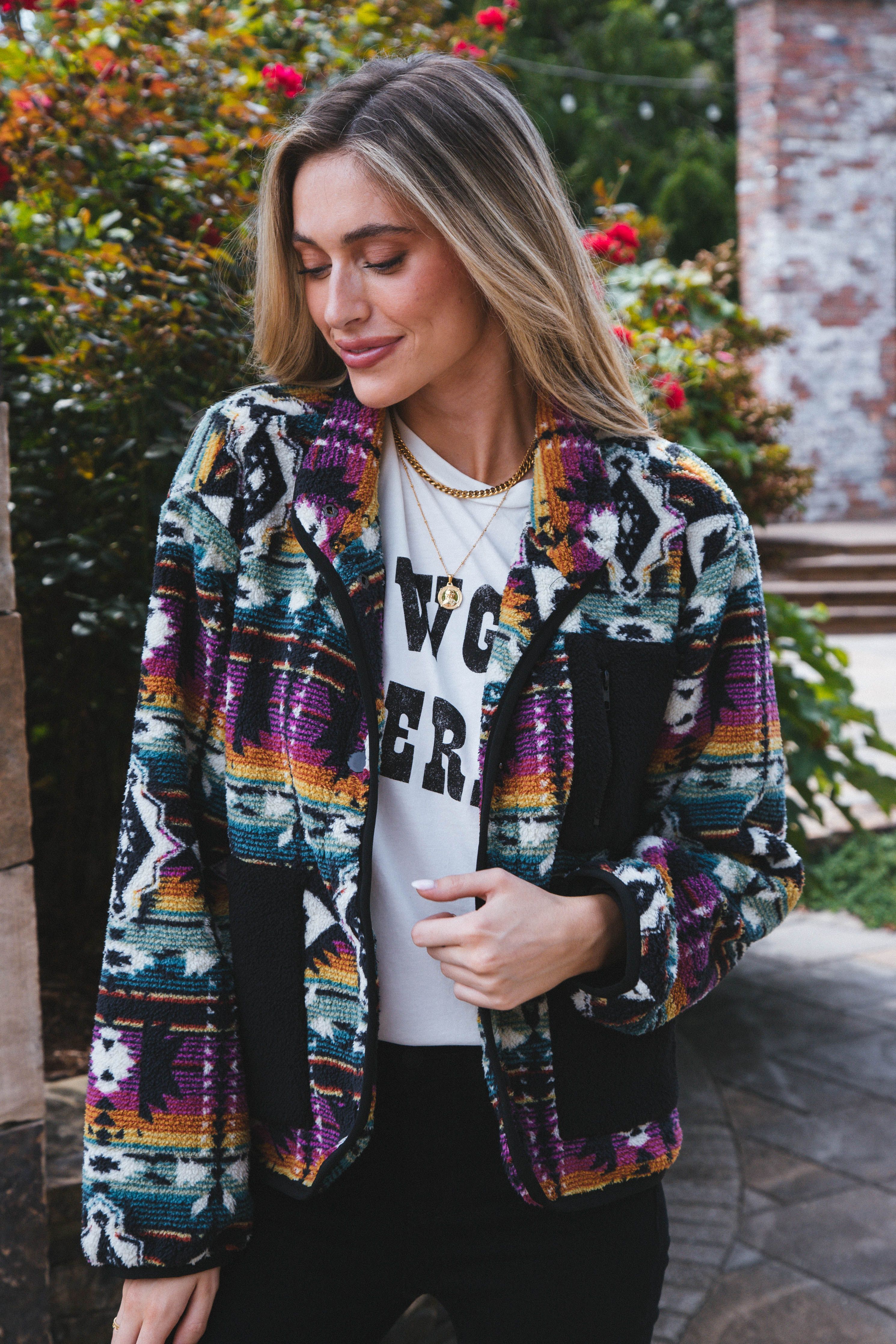 Electric Love Fleece Jacket, Black Multi sold by North & Main Clothing Company