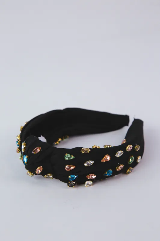 Jessie Multicolor Jewel Knotted Headband, Black sold by North & Main Clothing Company
