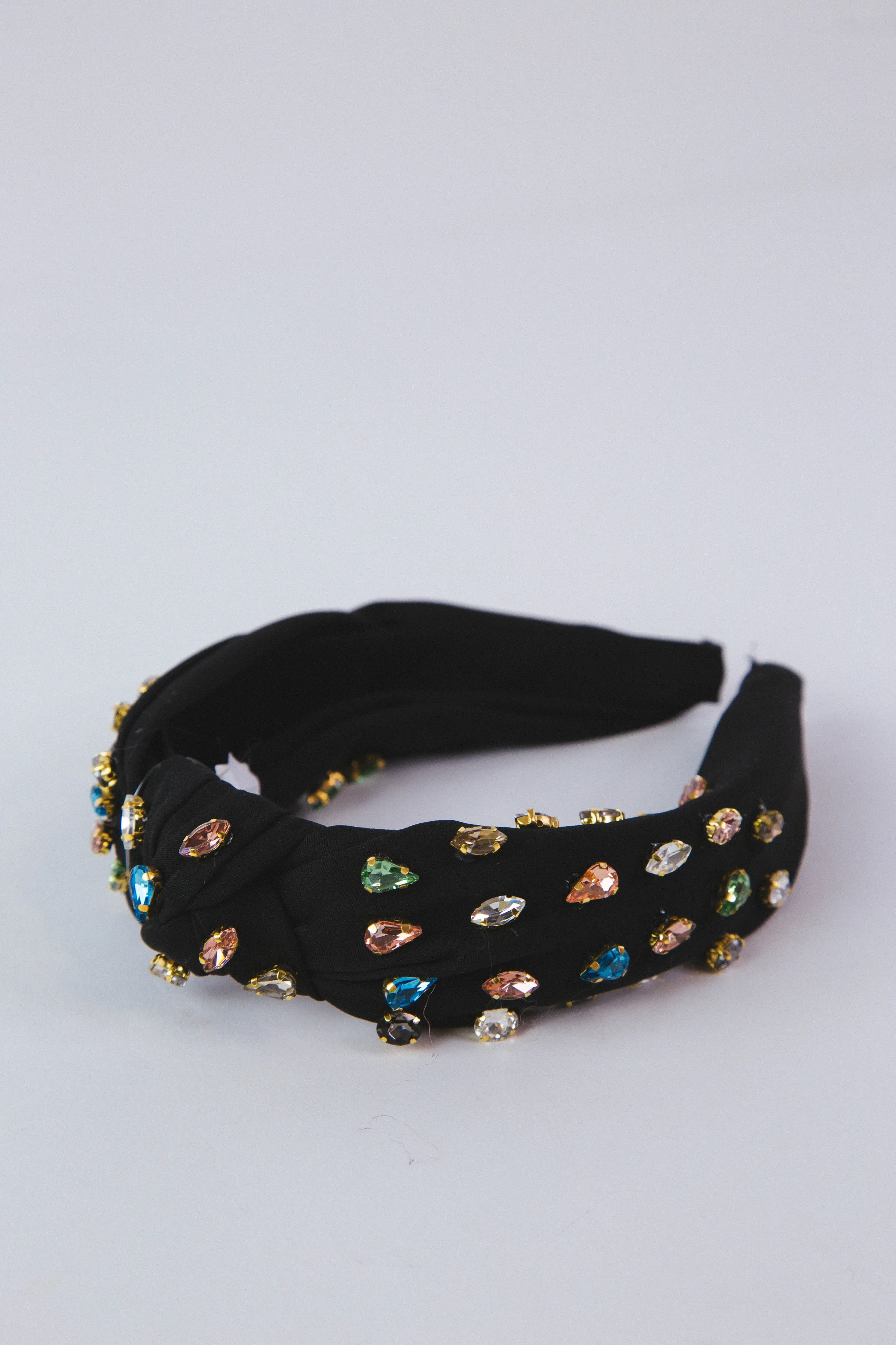 Jessie Multicolor Jewel Knotted Headband, Black sold by North & Main Clothing Company