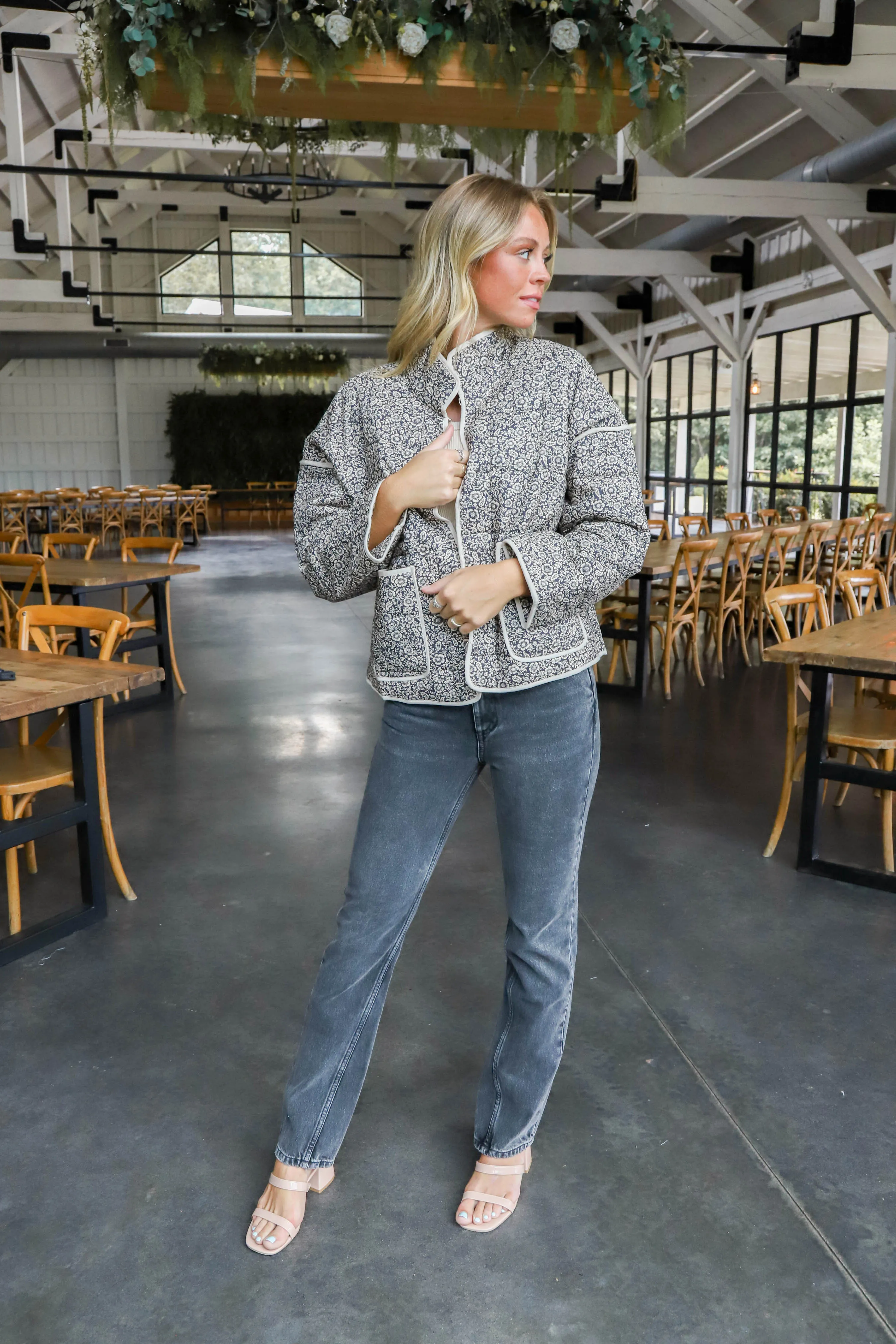 Rhea Floral Quilted Jacket, Ash Black sold by North & Main Clothing Company product image thumbnail 5