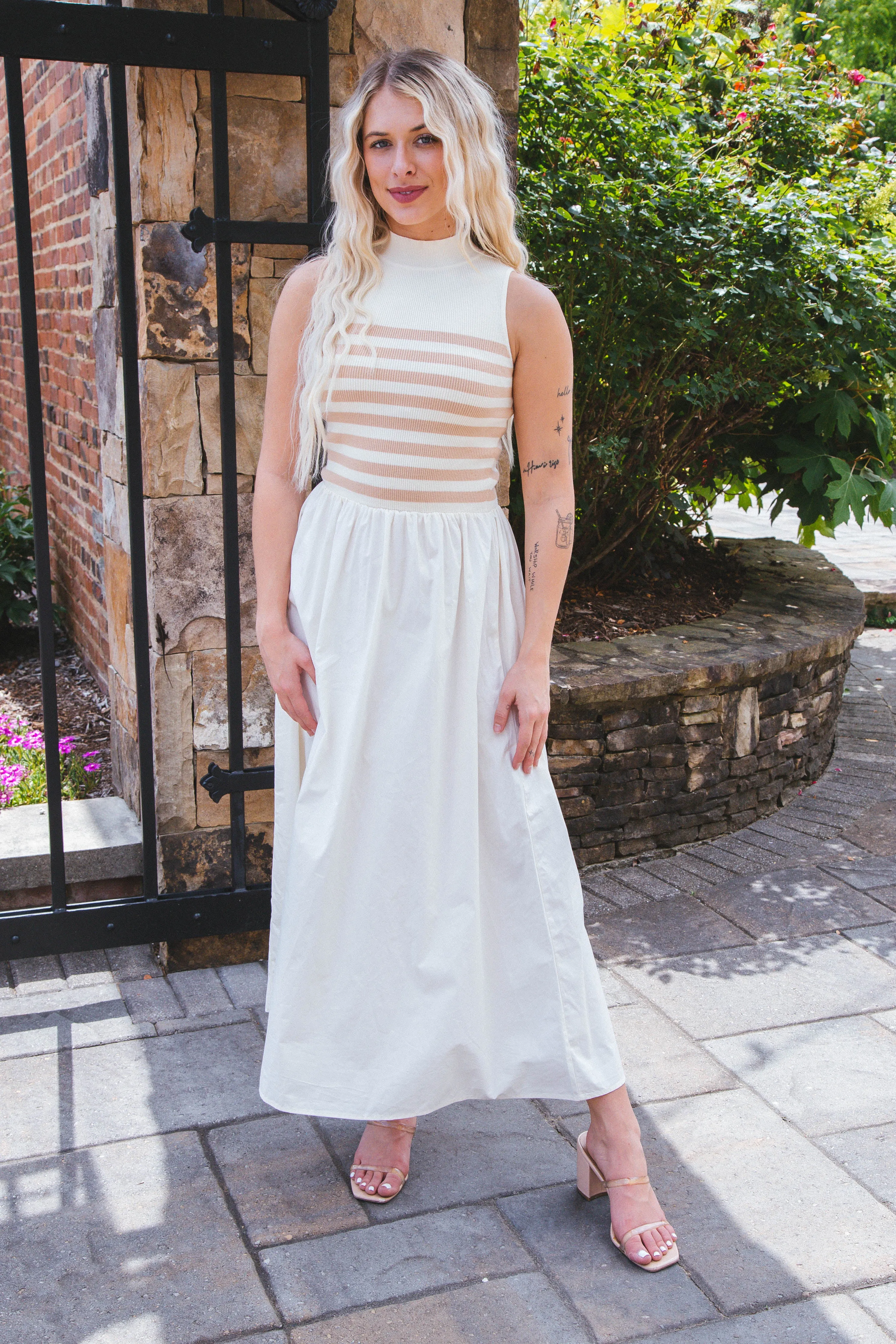 Dakota Stripe Contrast Maxi Dress, Beige sold by North & Main Clothing Company product image thumbnail 4