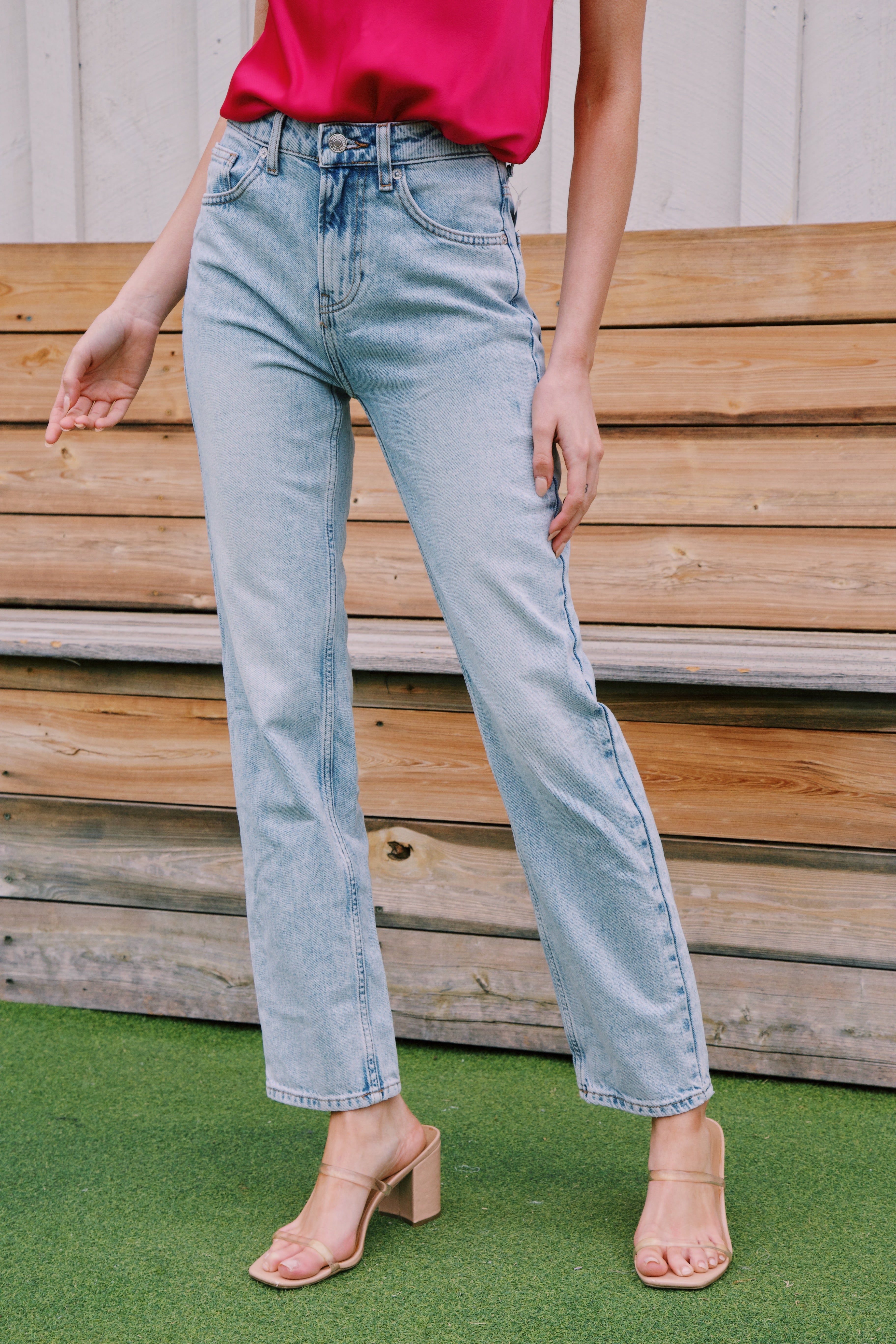 Nellie High Waisted Straight Leg Jeans, Bleach Acid | Free People sold by North & Main Clothing Company product image thumbnail 3