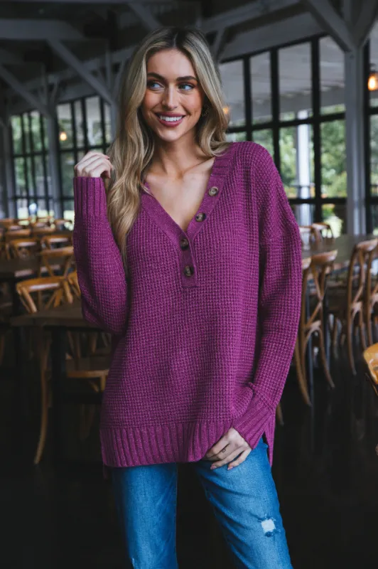 Cierra Button Neckline Sweater, Pink made by Very J