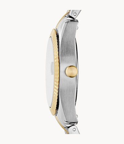 Scarlette Mini Three-Hand Date Two-Tone Stainless Steel Watch, Silver/Gold | FOSSIL sold by North & Main Clothing Company product image thumbnail 3