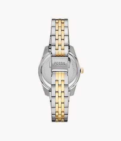 Scarlette Mini Three-Hand Date Two-Tone Stainless Steel Watch, Silver/Gold | FOSSIL sold by North & Main Clothing Company product image thumbnail 2