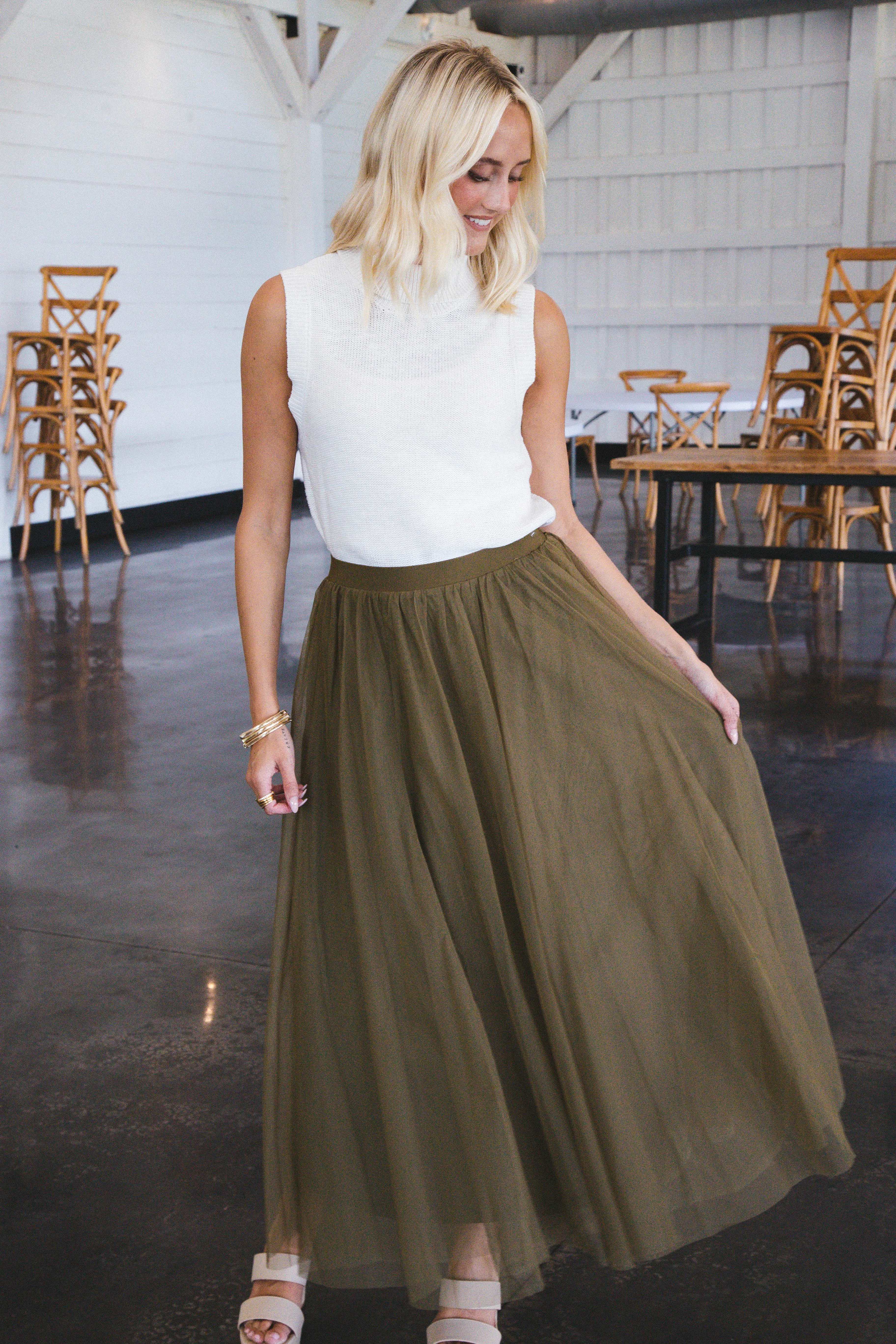 Runaway Tulle Maxi Skirt, Olive sold by North & Main Clothing Company product image thumbnail 2