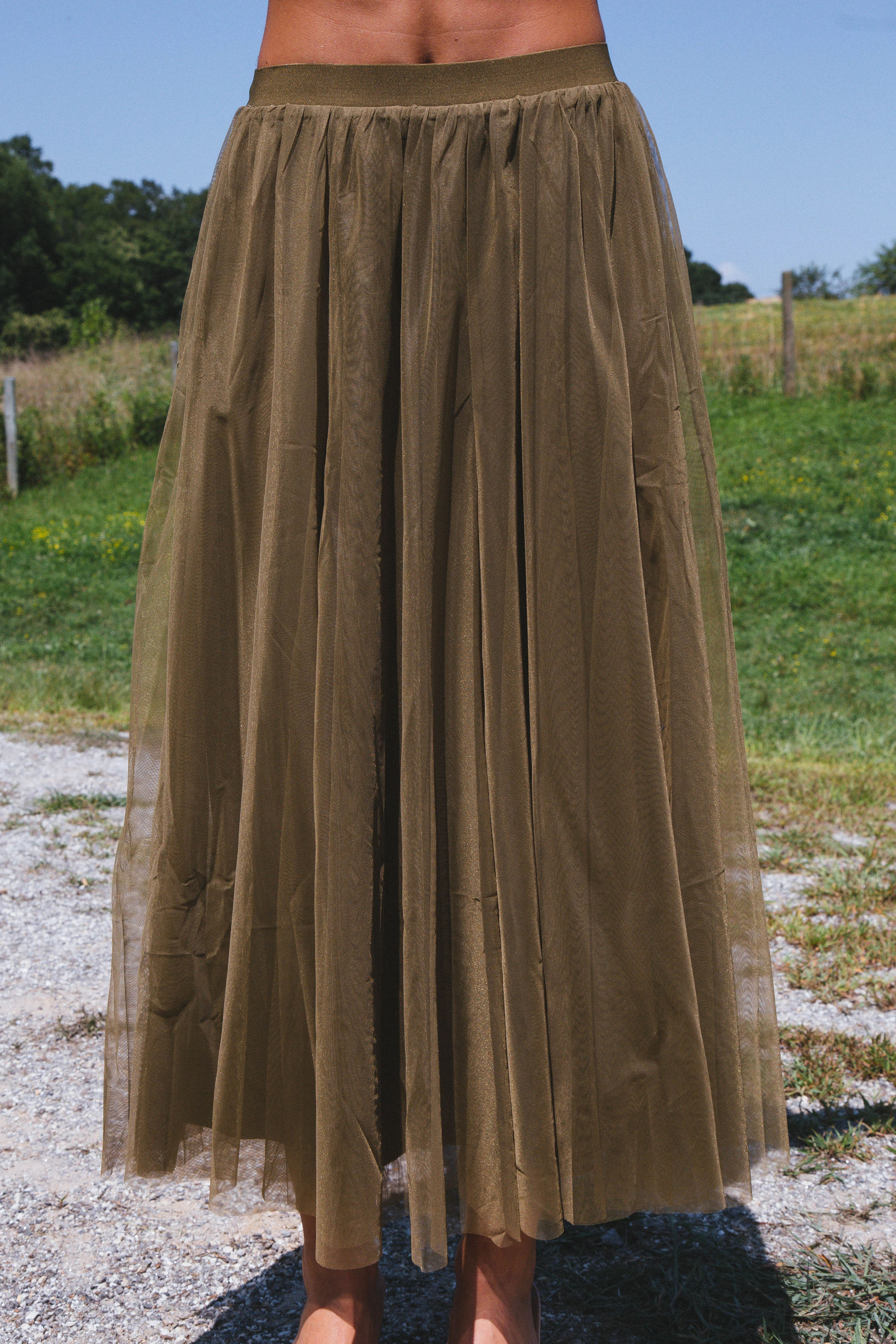 Runaway Tulle Maxi Skirt, Olive sold by North & Main Clothing Company product image thumbnail 5