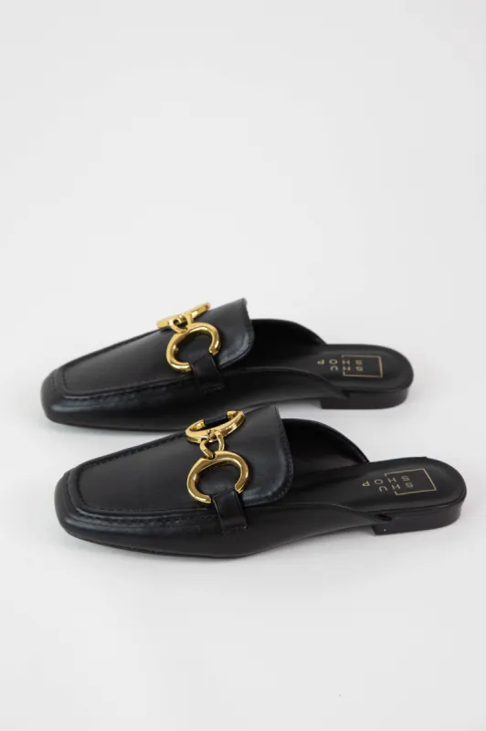 Andromeda Flat Mule, Black | ShuShop sold by North & Main Clothing Company