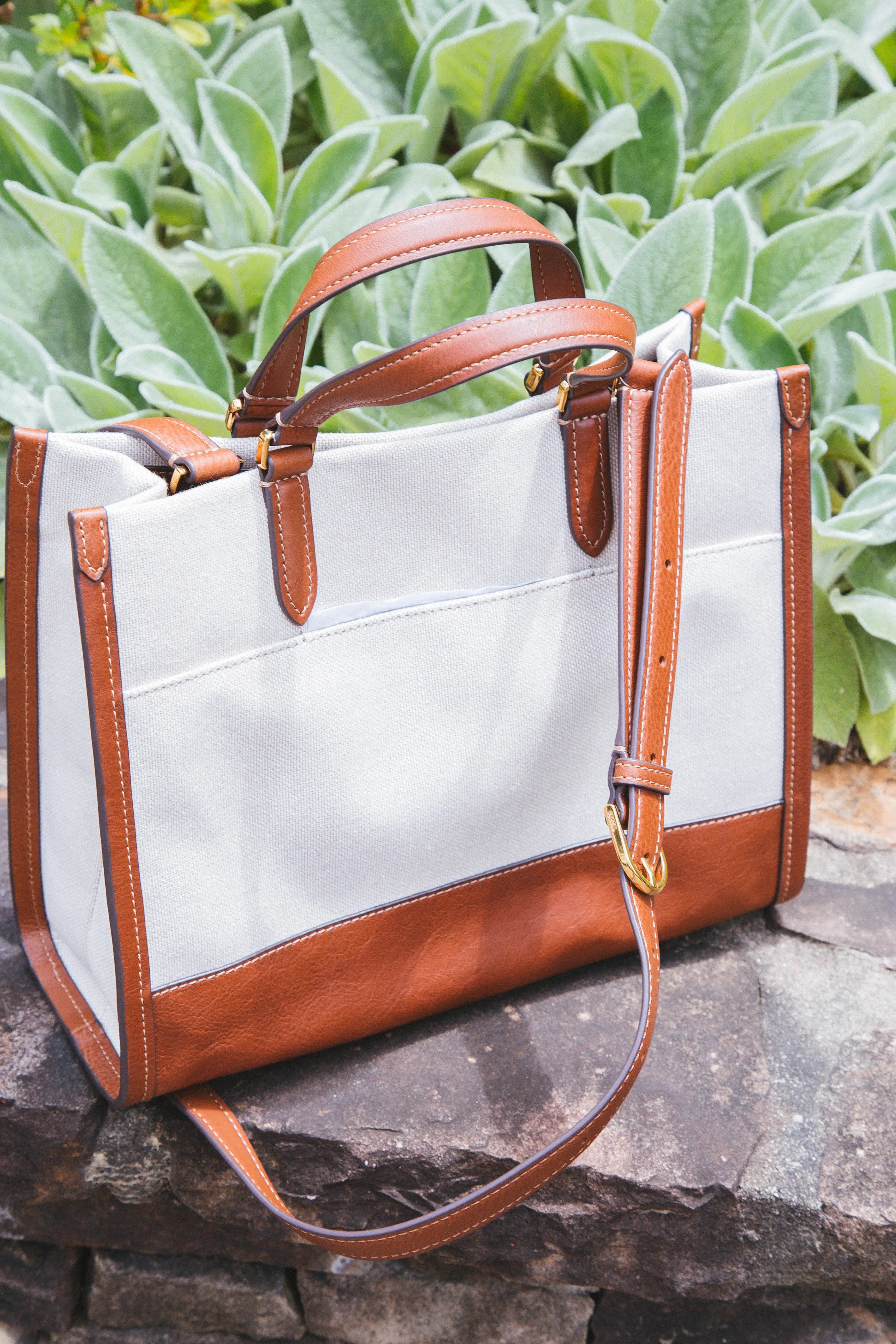 Gemma Small Tote, Natural/Medium Brown | Fossil sold by North & Main Clothing Company product image thumbnail 2