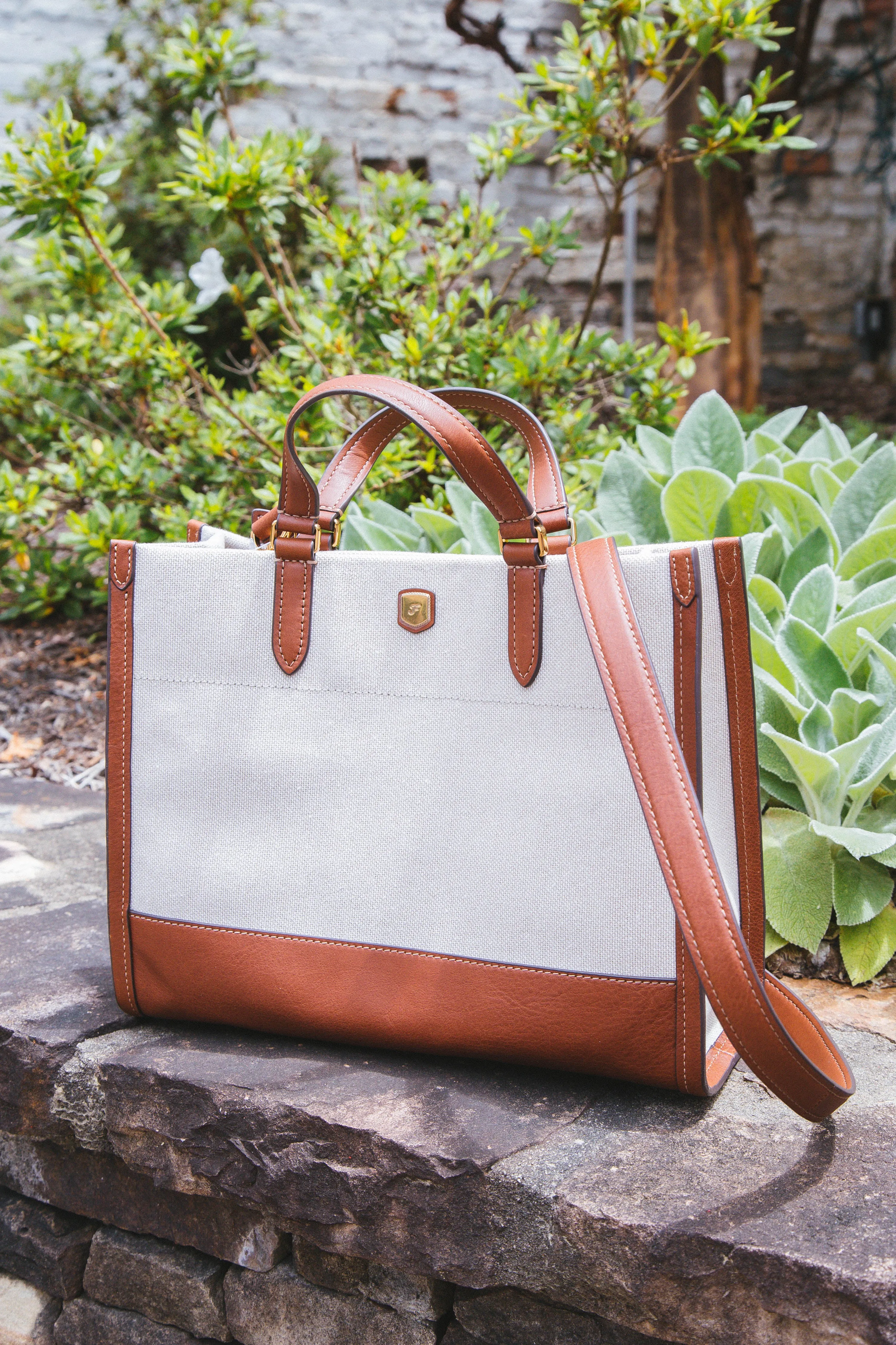 Gemma Small Tote, Natural/Medium Brown | Fossil sold by North & Main Clothing Company