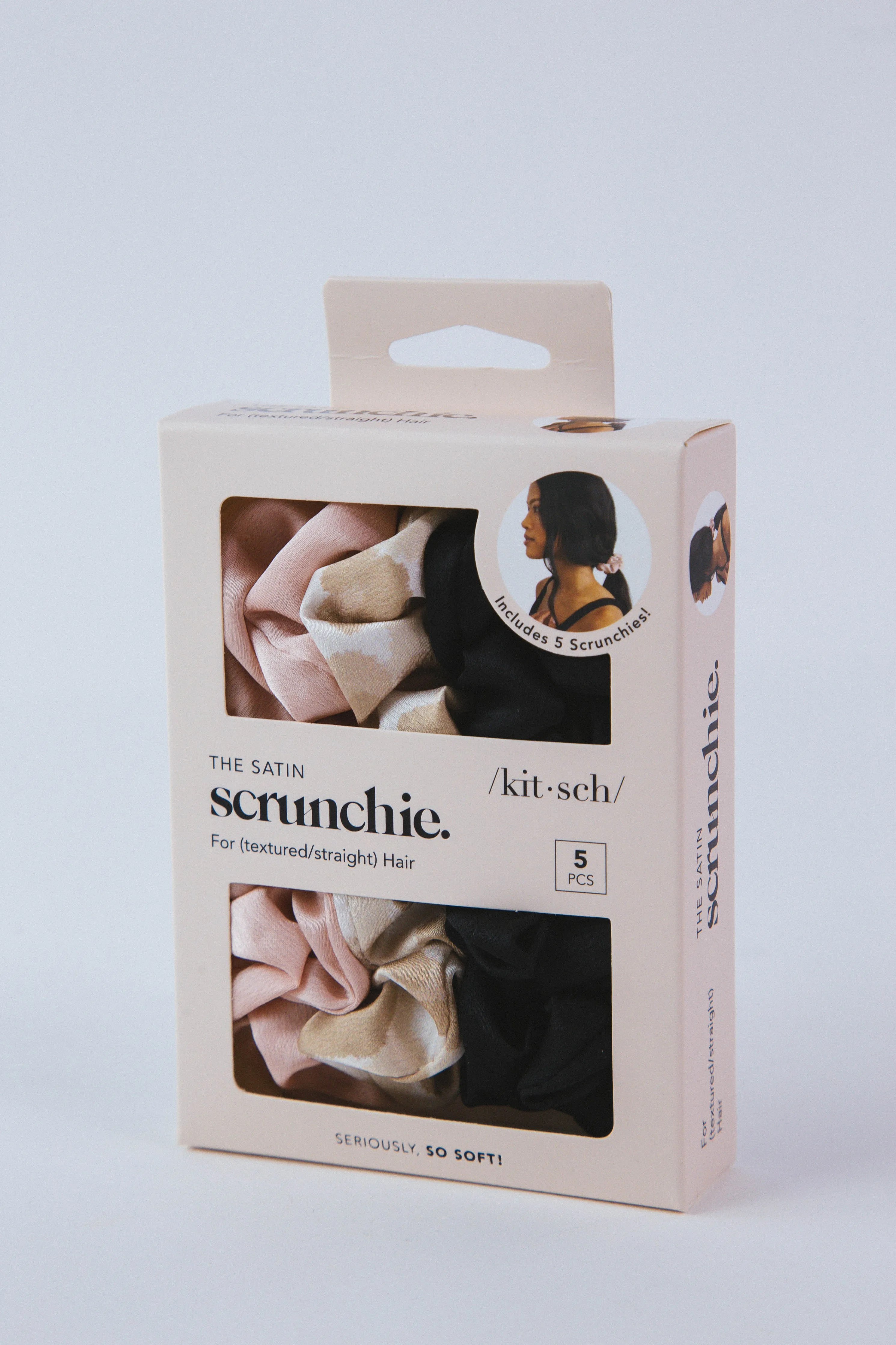 Satin 5-Piece Sleep Scrunchie Set, Assorted | Kitsch sold by North & Main Clothing Company
