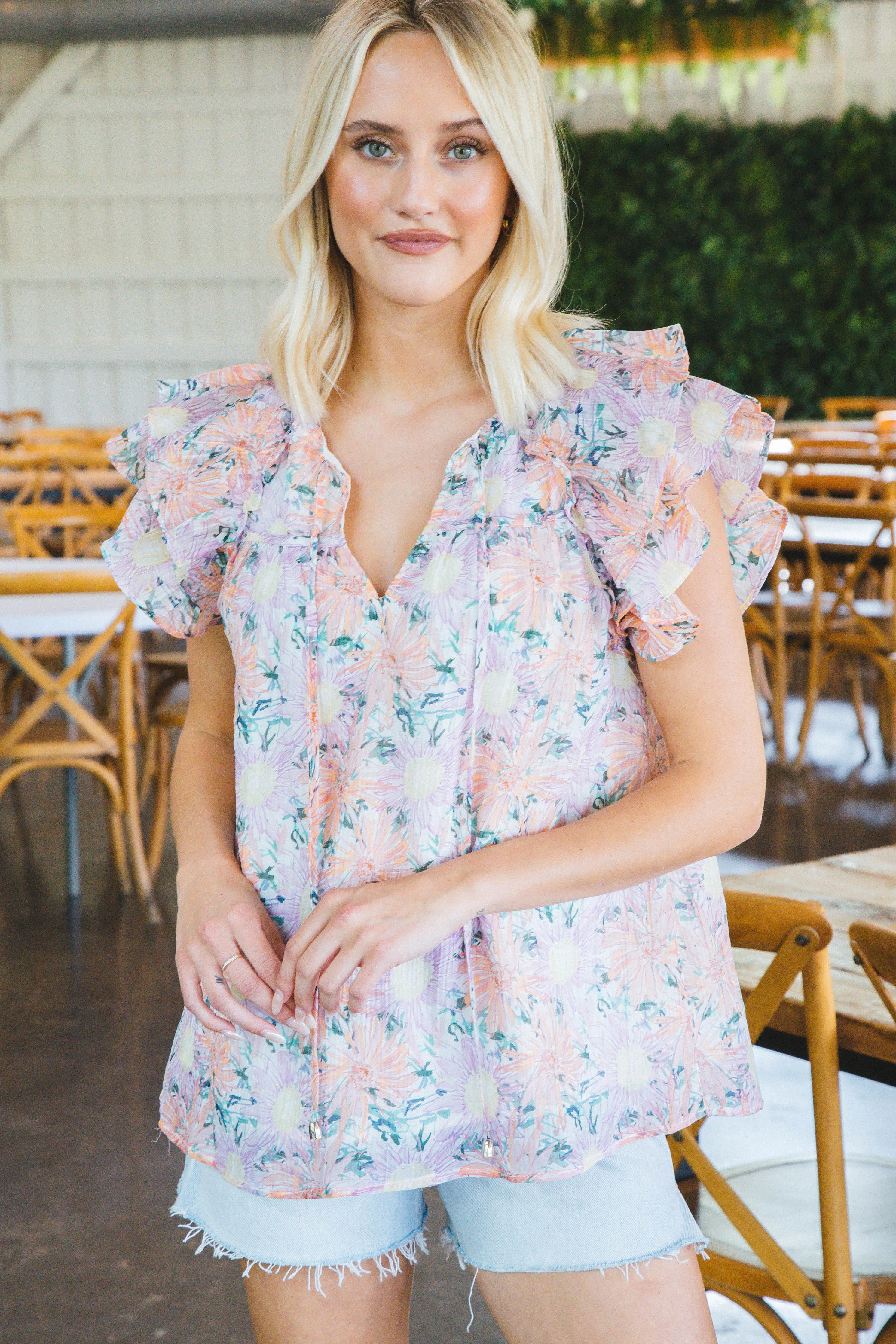 Alyssa Floral Tie Neck Blouse, Pink sold by North & Main Clothing Company product image thumbnail 4