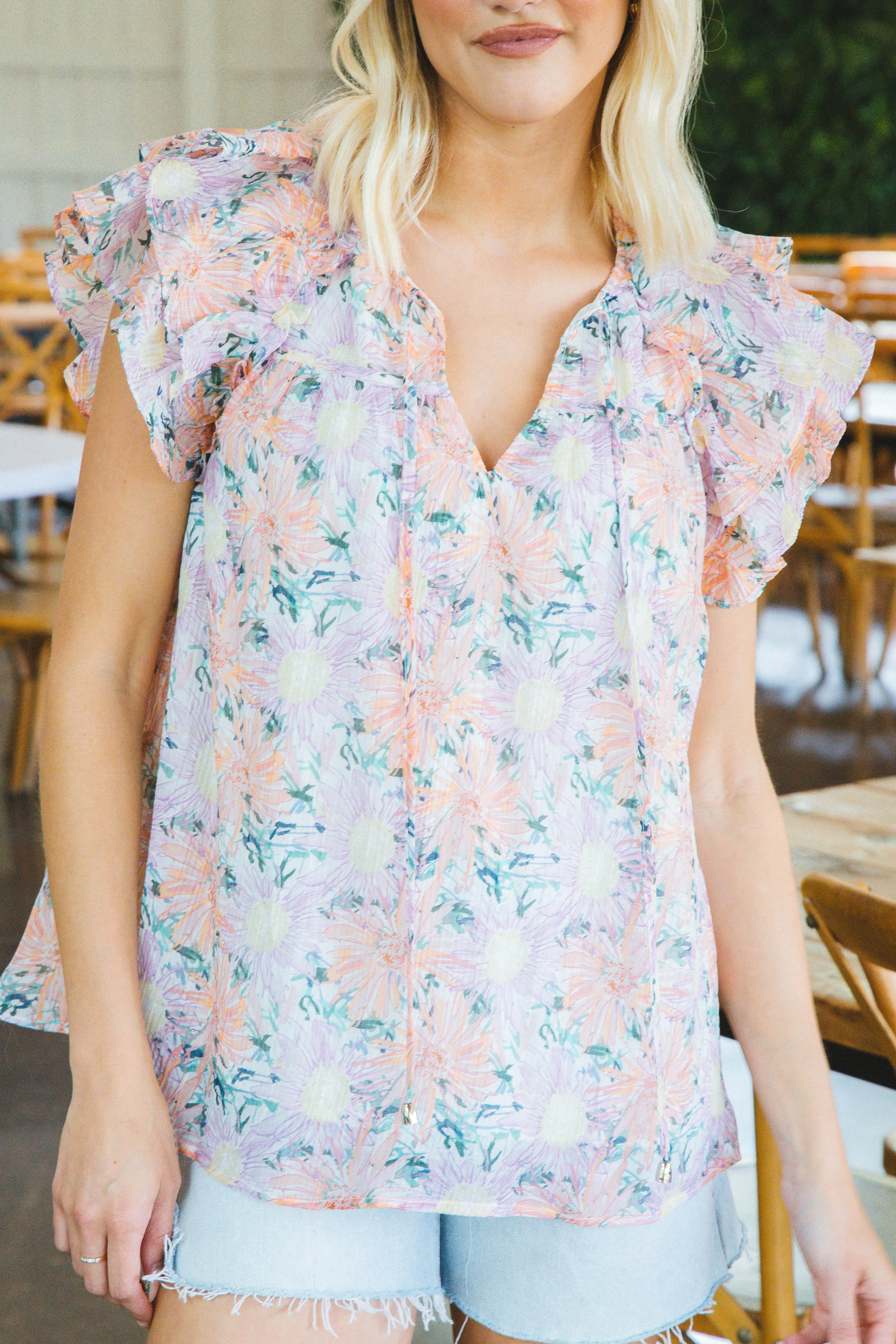 Alyssa Floral Tie Neck Blouse, Pink sold by North & Main Clothing Company product image thumbnail 5