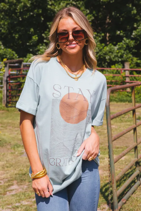 Stay Grateful Sun Oversized Tee, Jade | Girl Dangerous sold by North & Main Clothing Company