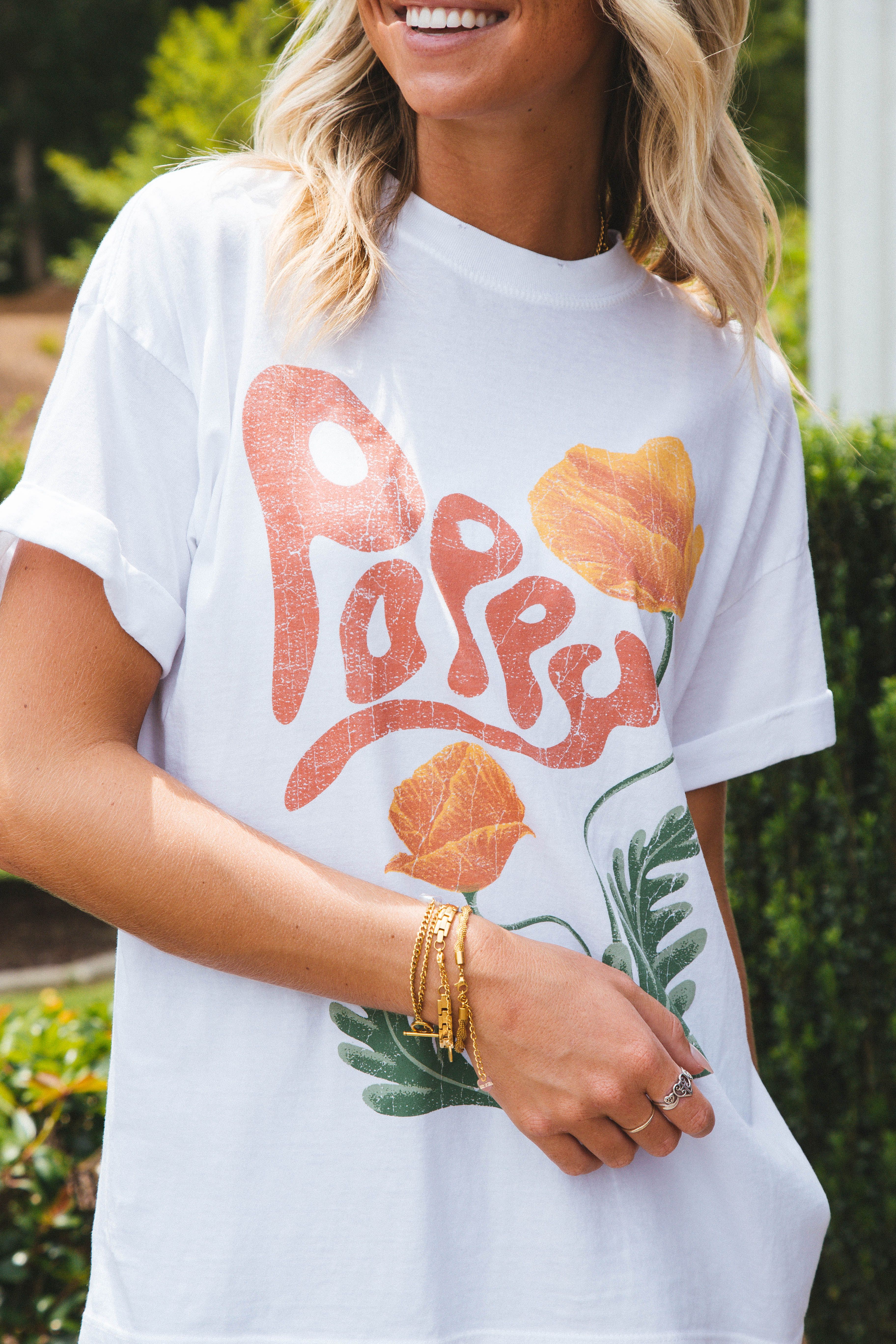 August Poppy Graphic Tee, Vintage White | Girl Dangerous sold by North & Main Clothing Company product image thumbnail 4