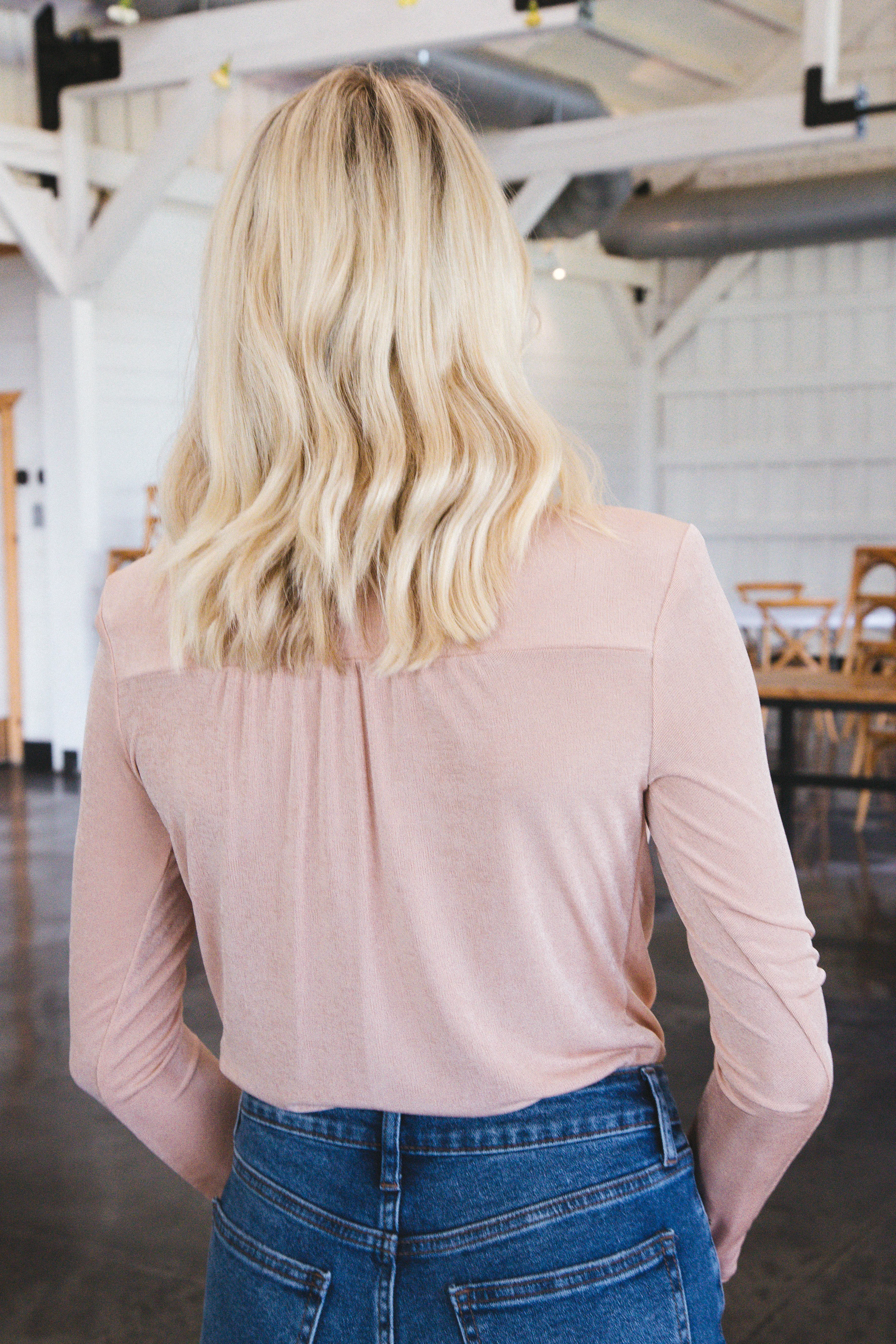 London Calling Surplice Bodysuit, Beige sold by North & Main Clothing Company product image thumbnail 5