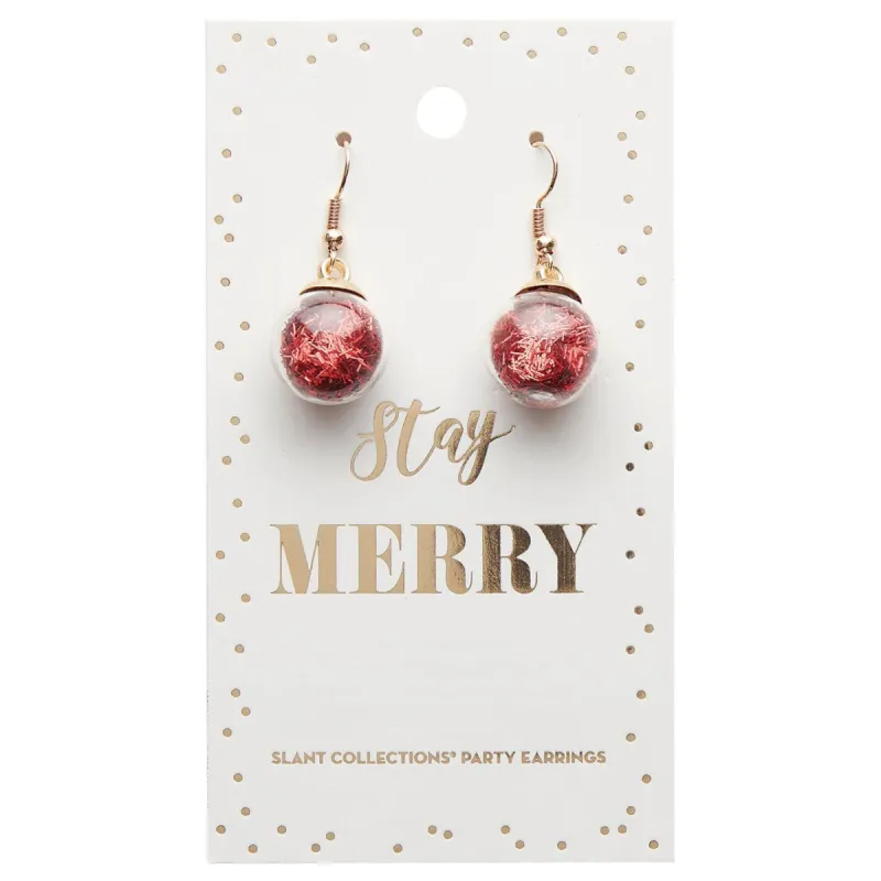 Stay Merry Seasonal Party Earrings | Slant Collections sold by North & Main Clothing Company