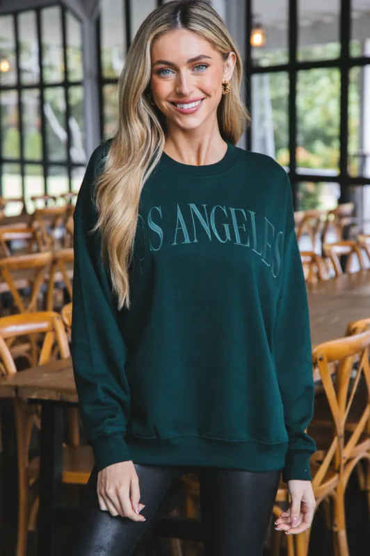 Los Angeles Embroidered Sweatshirt, Hunter Green sold by North & Main Clothing Company
