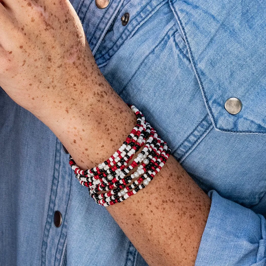 Set of 10 Stretch Bracelets, Black/Red/White | Ink + Alloy sold by North & Main Clothing Company product image thumbnail 3