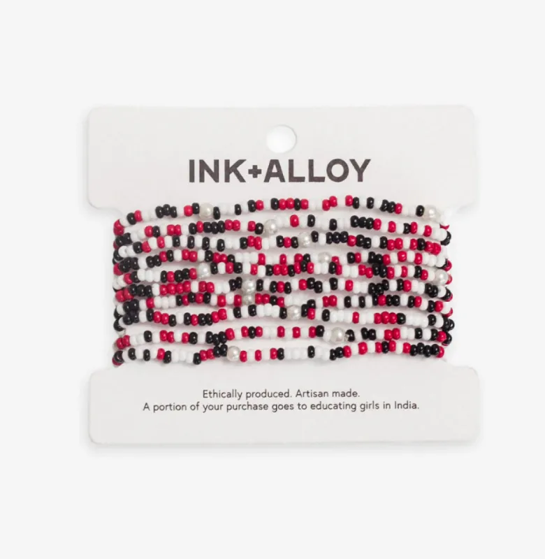 Set of 10 Stretch Bracelets, Black/Red/White | Ink + Alloy sold by North & Main Clothing Company