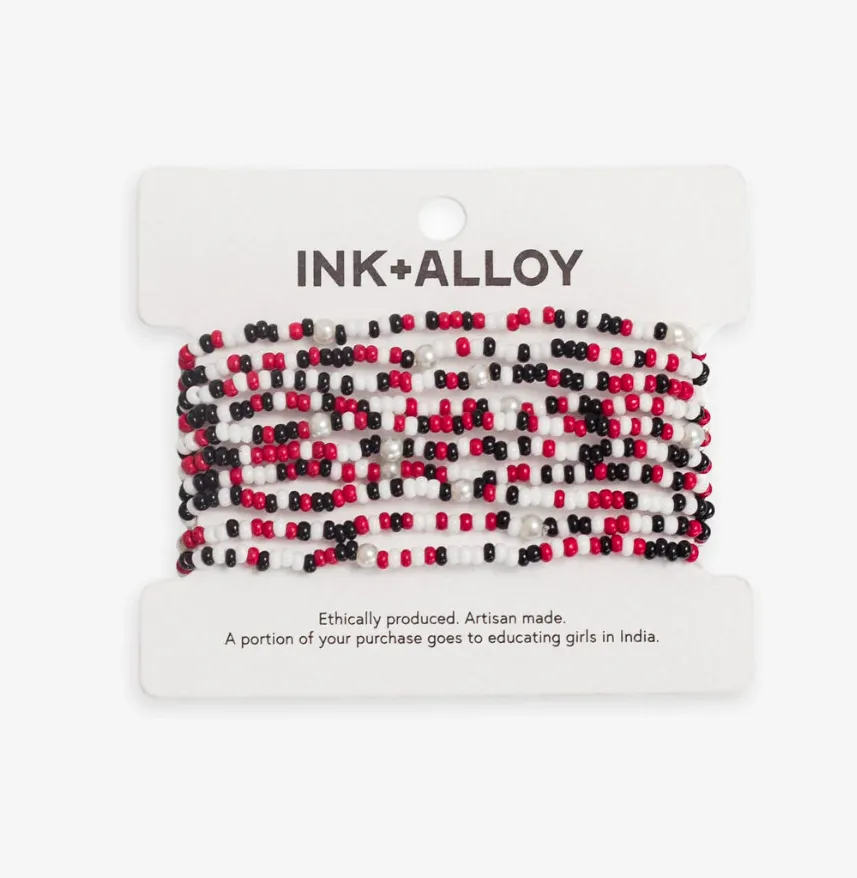 Set of 10 Stretch Bracelets, Black/Red/White | Ink + Alloy sold by North & Main Clothing Company
