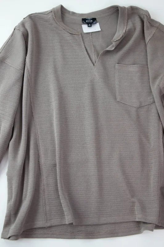 Good Luck Patchwork Knit Top, Light Mocha | Plus Size sold by North & Main Clothing Company