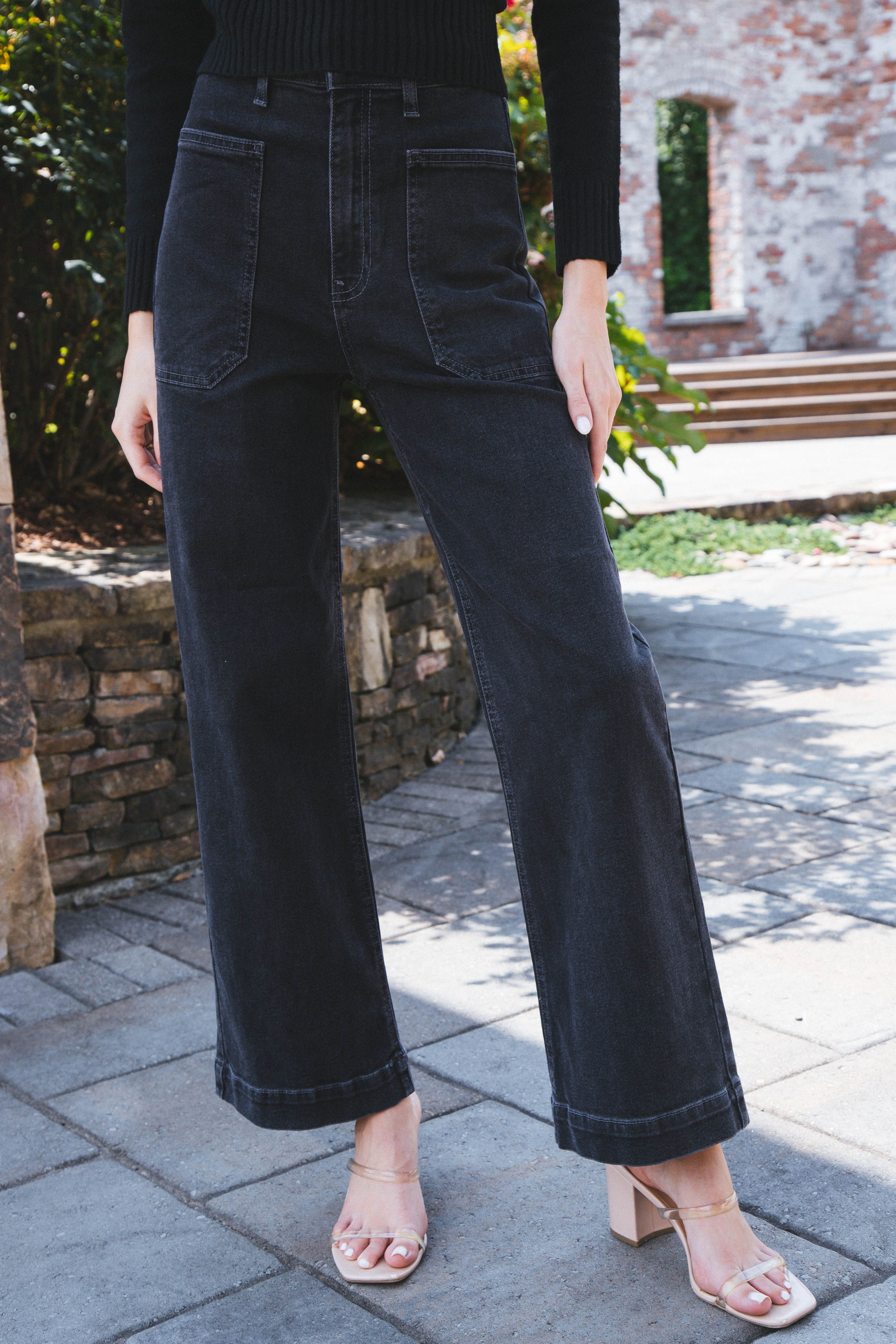 Dinah Denim Utility Pants, Black sold by North & Main Clothing Company