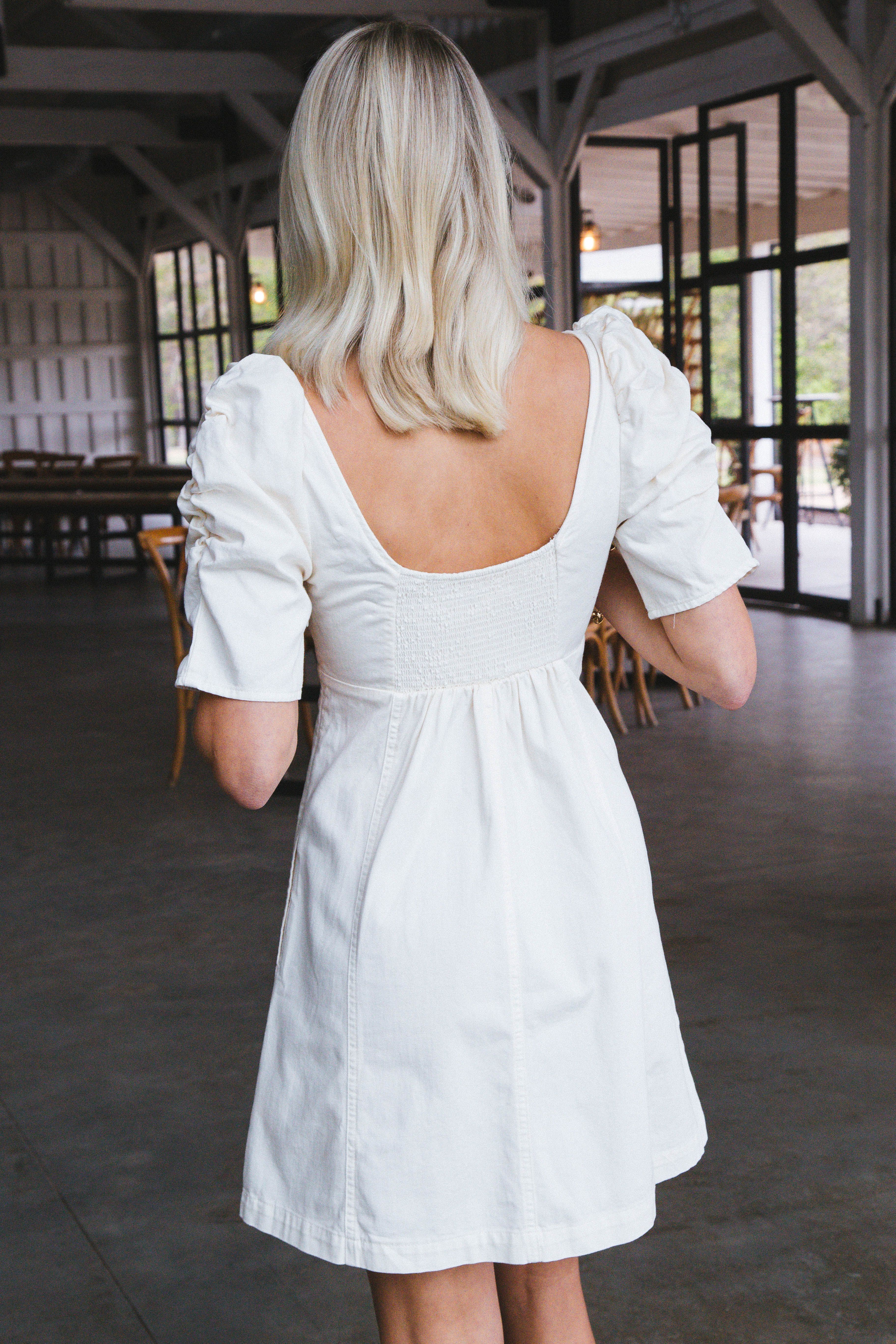 Cheyenne Denim Mini Dress, Ivory | Free People | Parallel